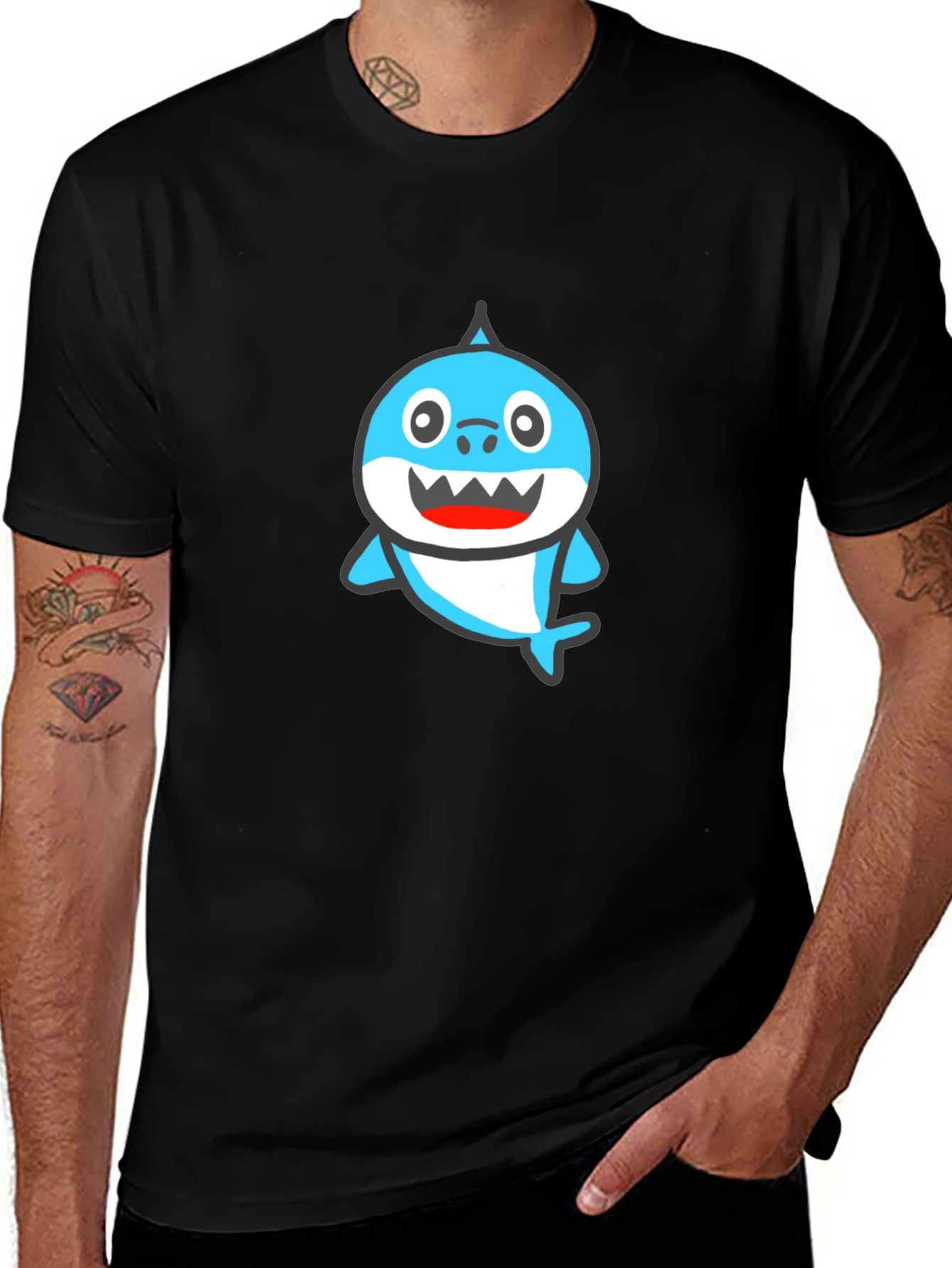 Baby Shark Graphic Tee - Black Cotton Shirt