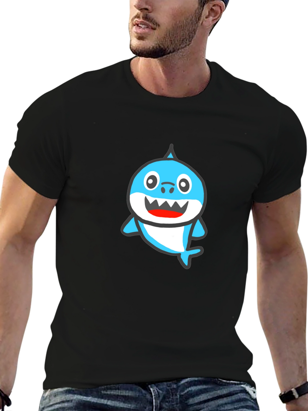 Baby Shark Graphic Tee - Black Cotton Shirt