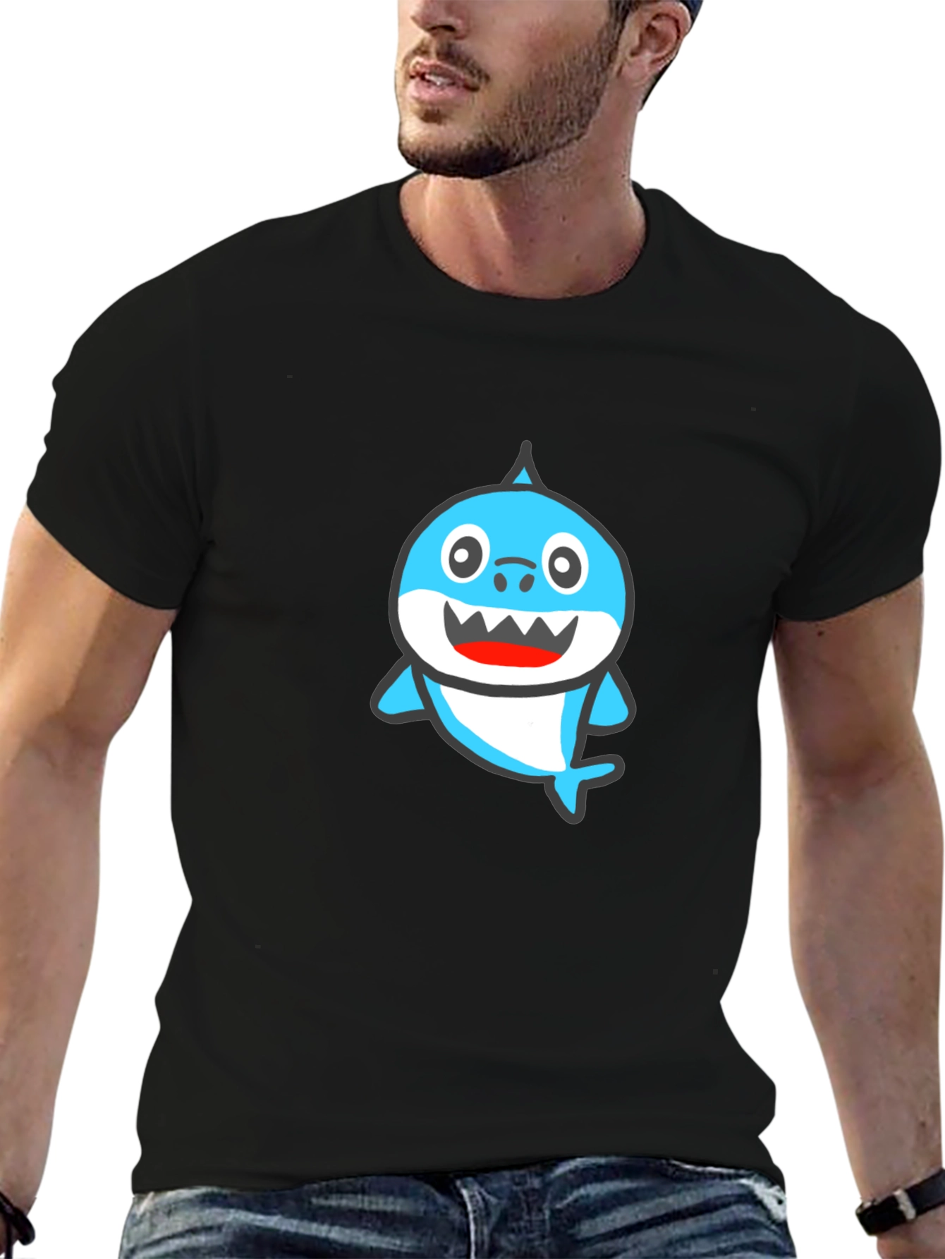 Baby Shark Graphic Tee - Black Cotton Shirt