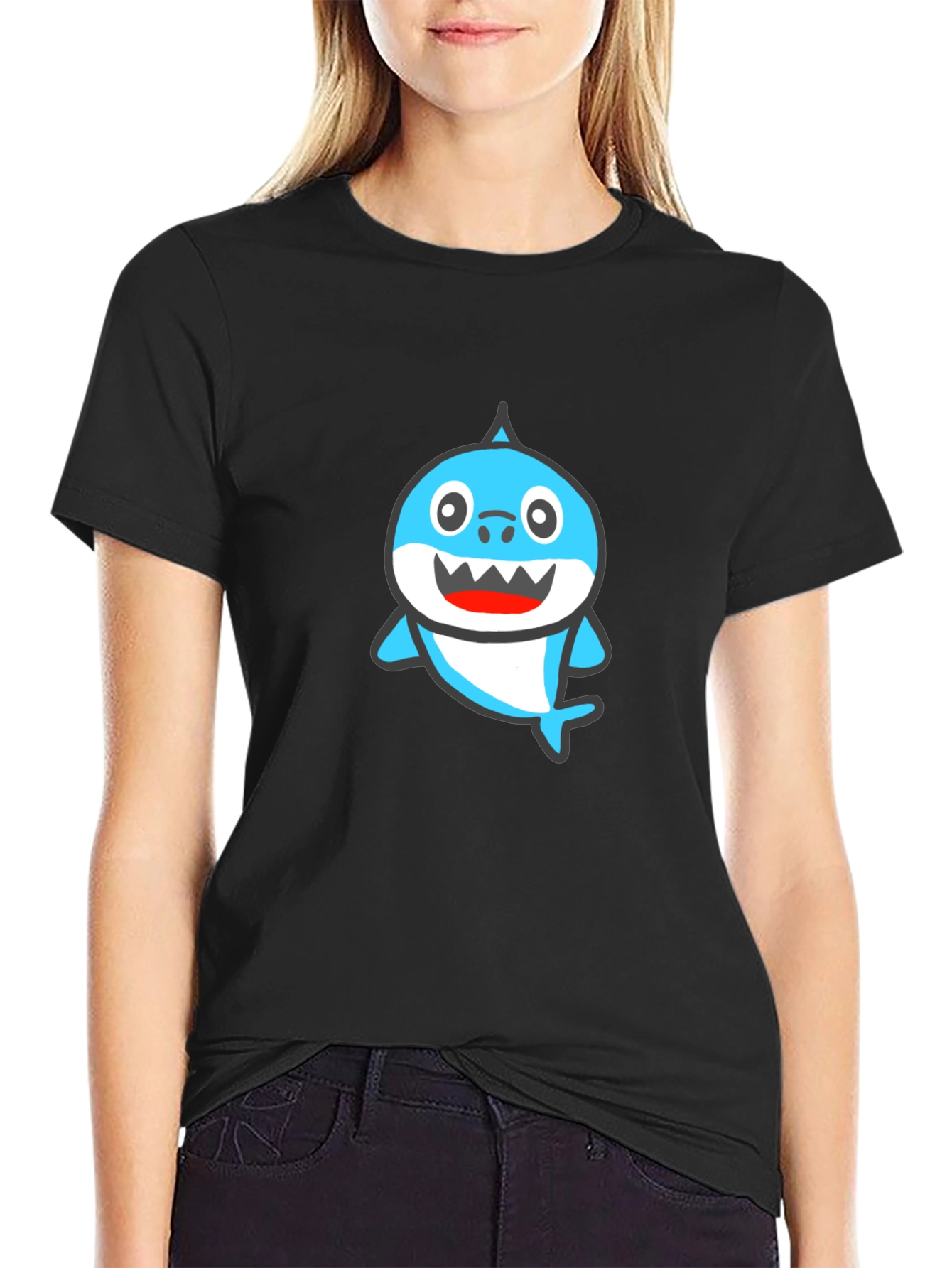 Baby Shark Graphic Tee - Black Cotton Shirt