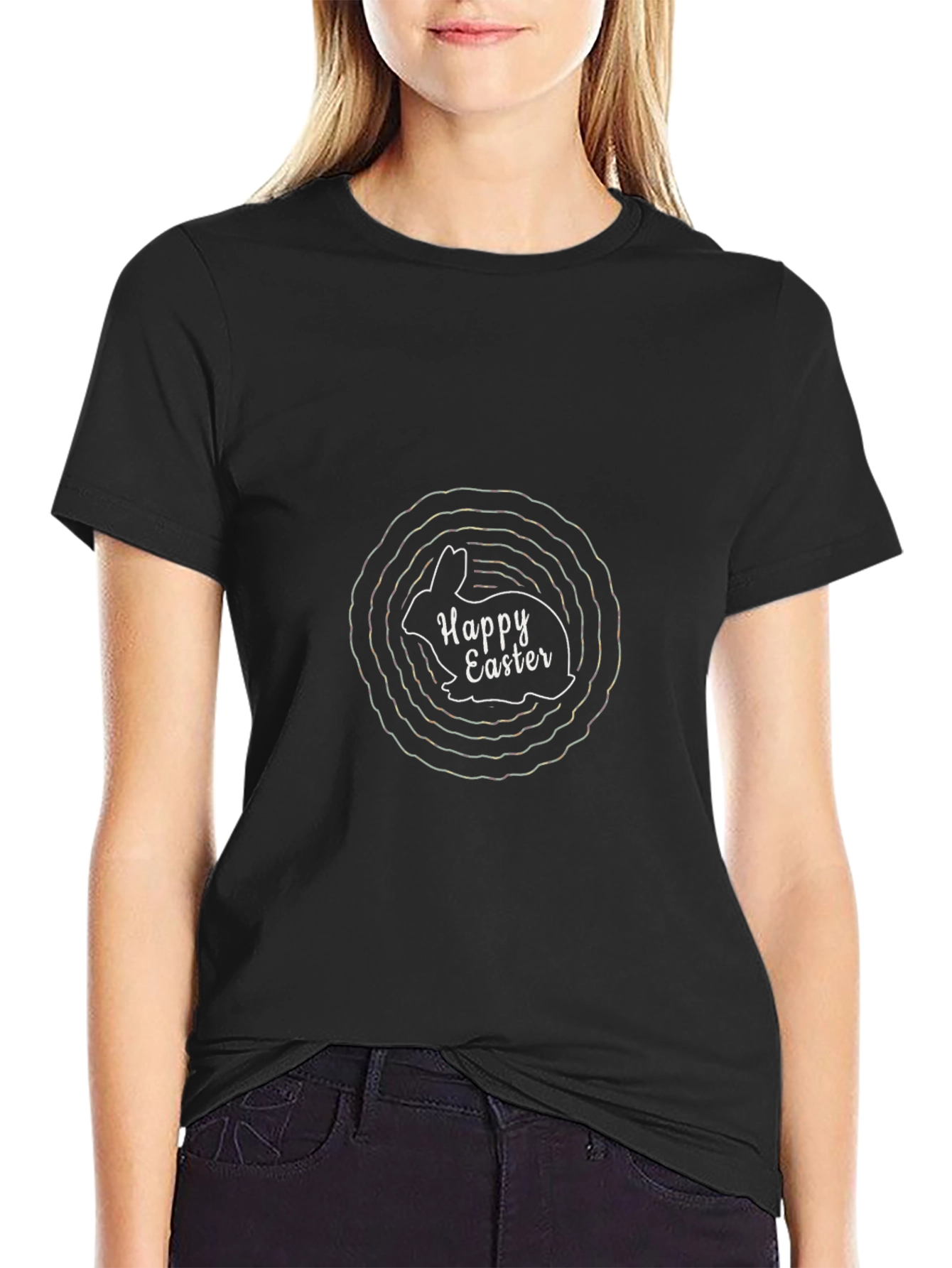 Happy Easter Bunny T-Shirt - Black