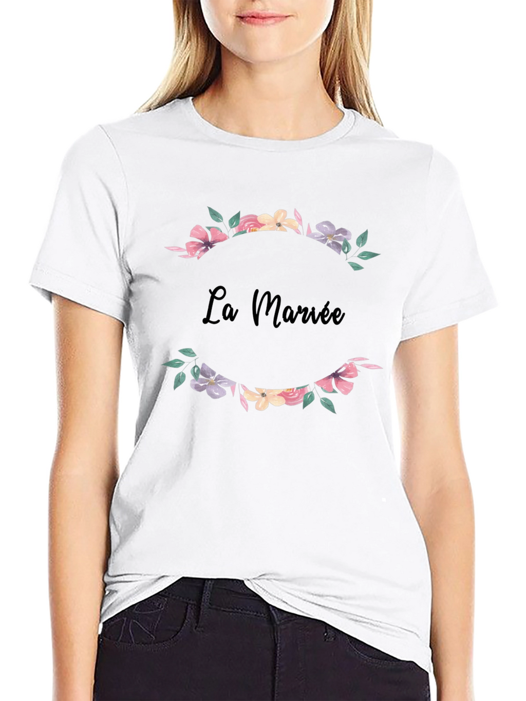La Mariée Floral Wreath Bridal T-Shirt