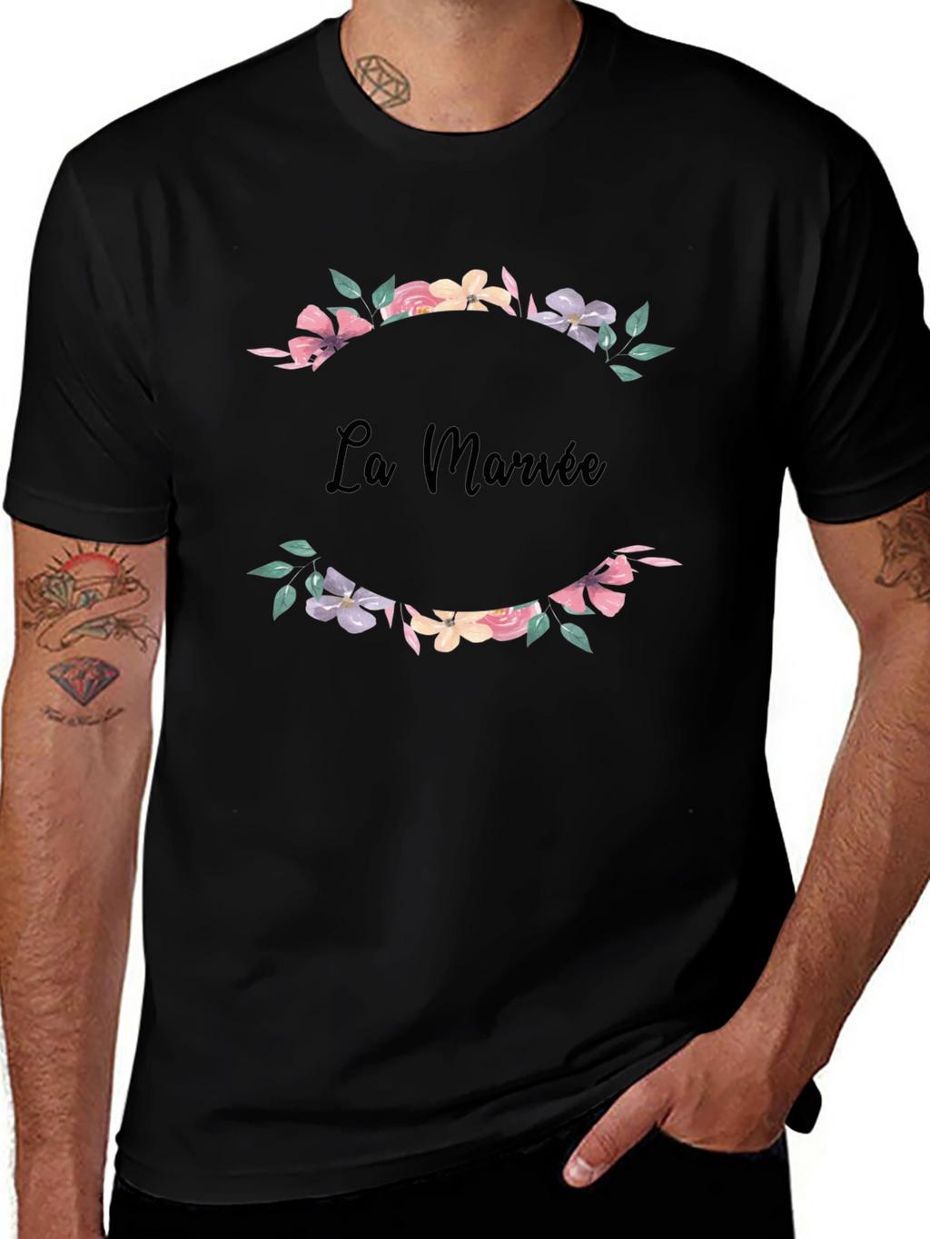 La Mariée Floral Wreath Bridal T-Shirt