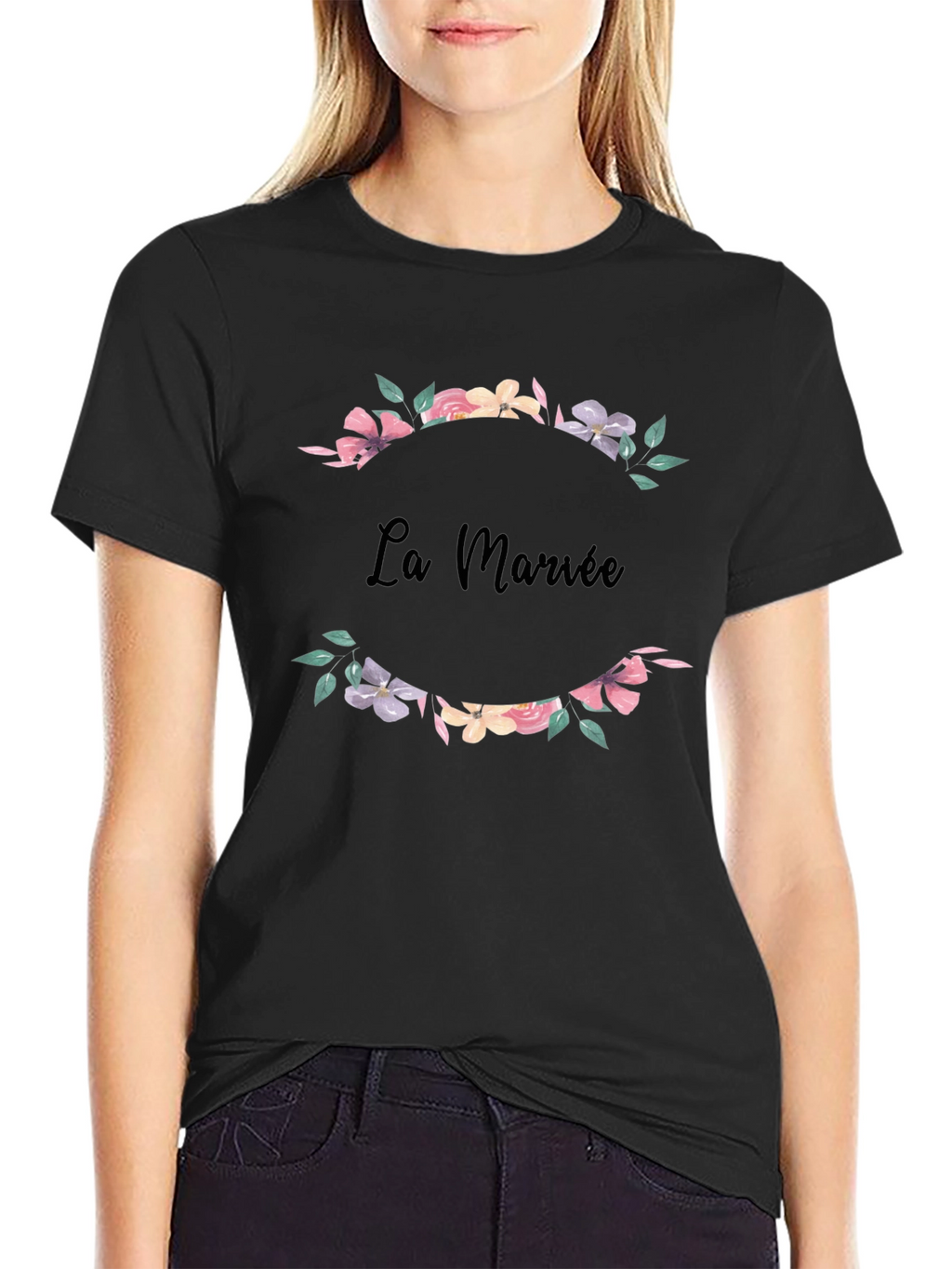 La Mariée Floral Wreath Bridal T-Shirt