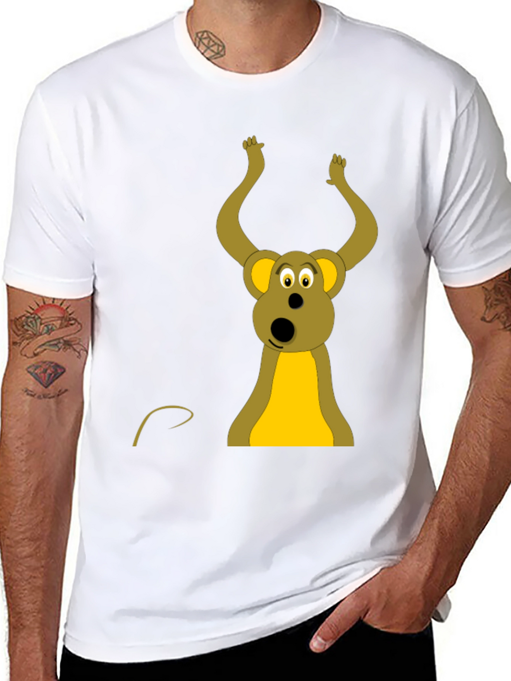 Funny Cartoon Mouse Black T-Shirt