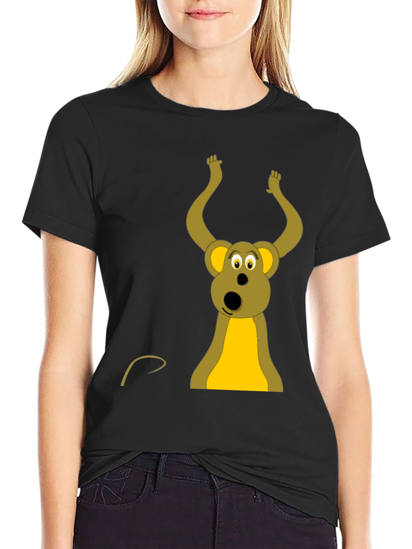 Funny Cartoon Mouse Black T-Shirt