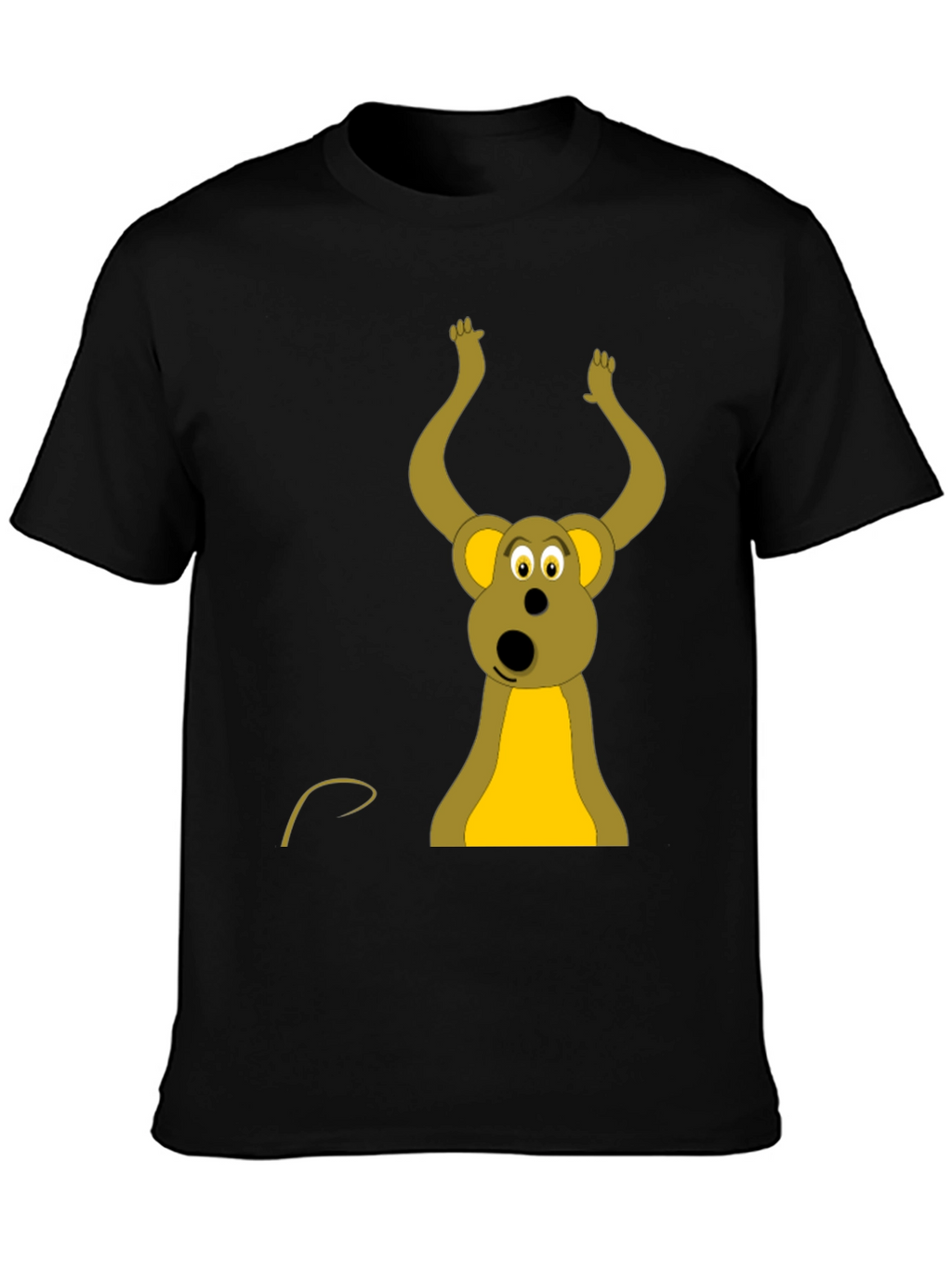 Funny Cartoon Mouse Black T-Shirt