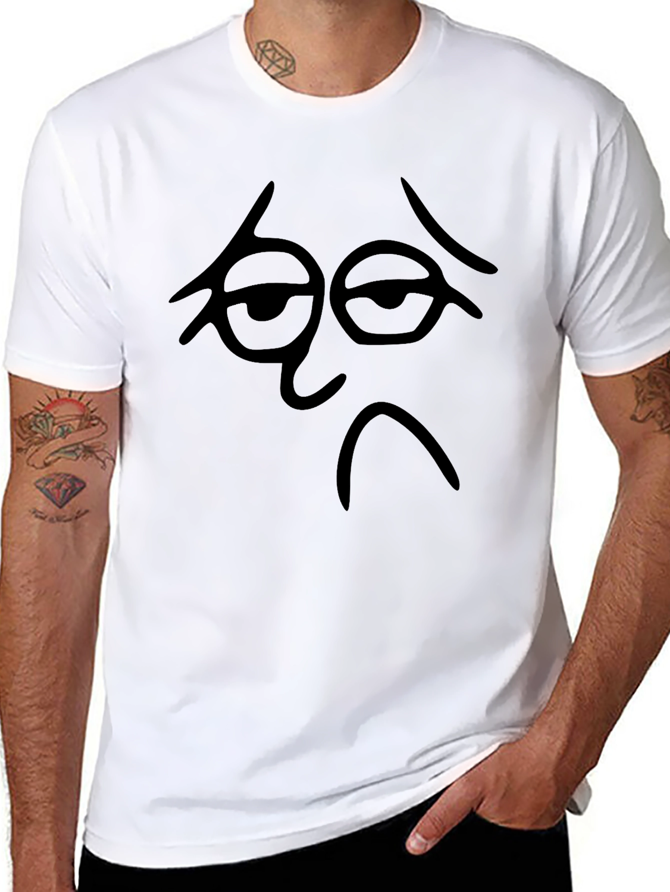 Sad Face Graphic Black T-Shirt - Casual Tee