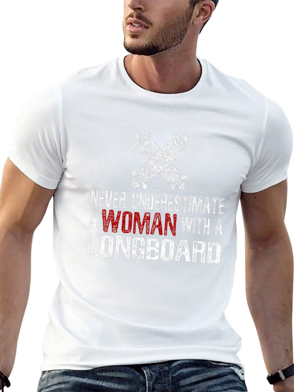 Never Underestimate Woman Longboard T-Shirt