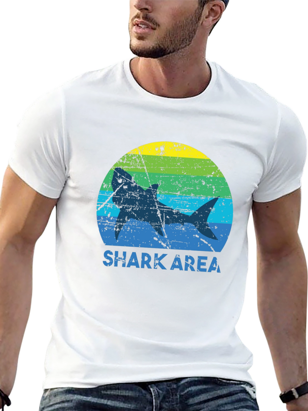 Shark Area Graphic Tee - Distressed Style