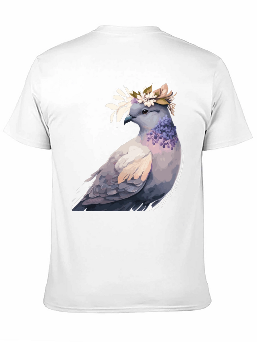 Dove with Flower Crown T-Shirt - Black