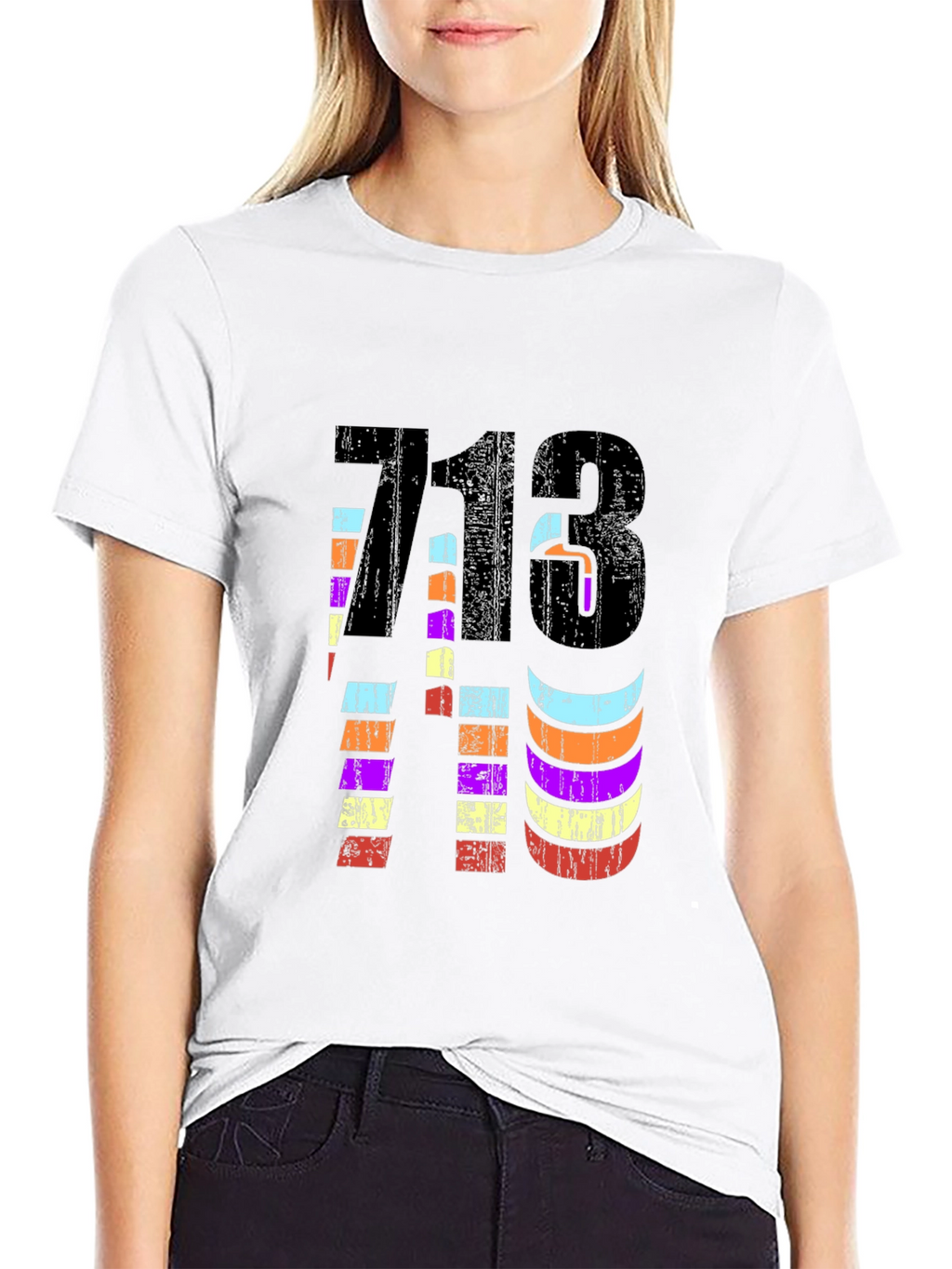 Retro 713 Houston Area Code Black Graphic Tee