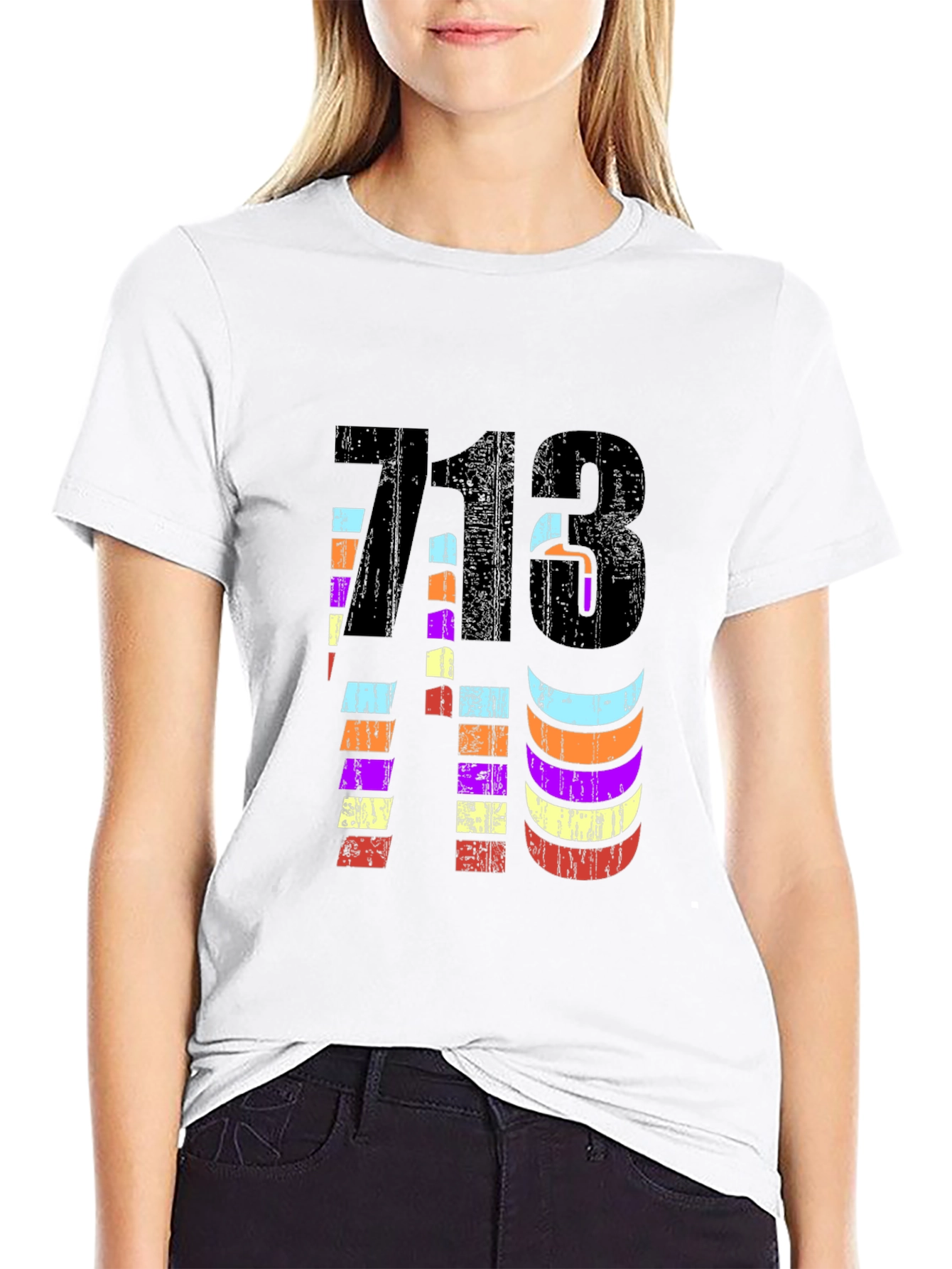 Retro 713 Houston Area Code Black Graphic Tee