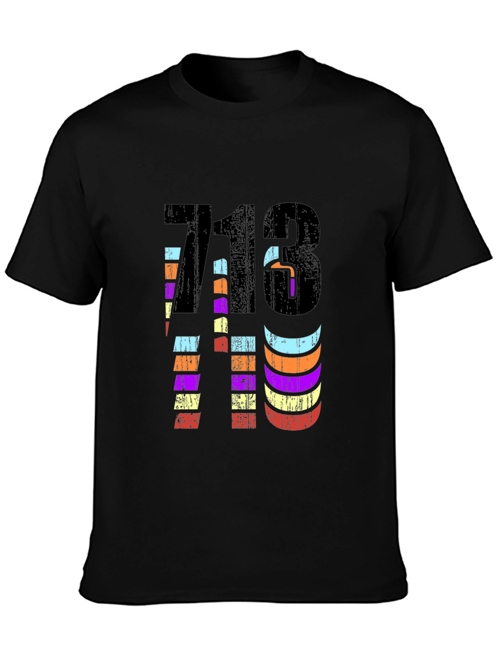 Retro 713 Houston Area Code Black Graphic Tee
