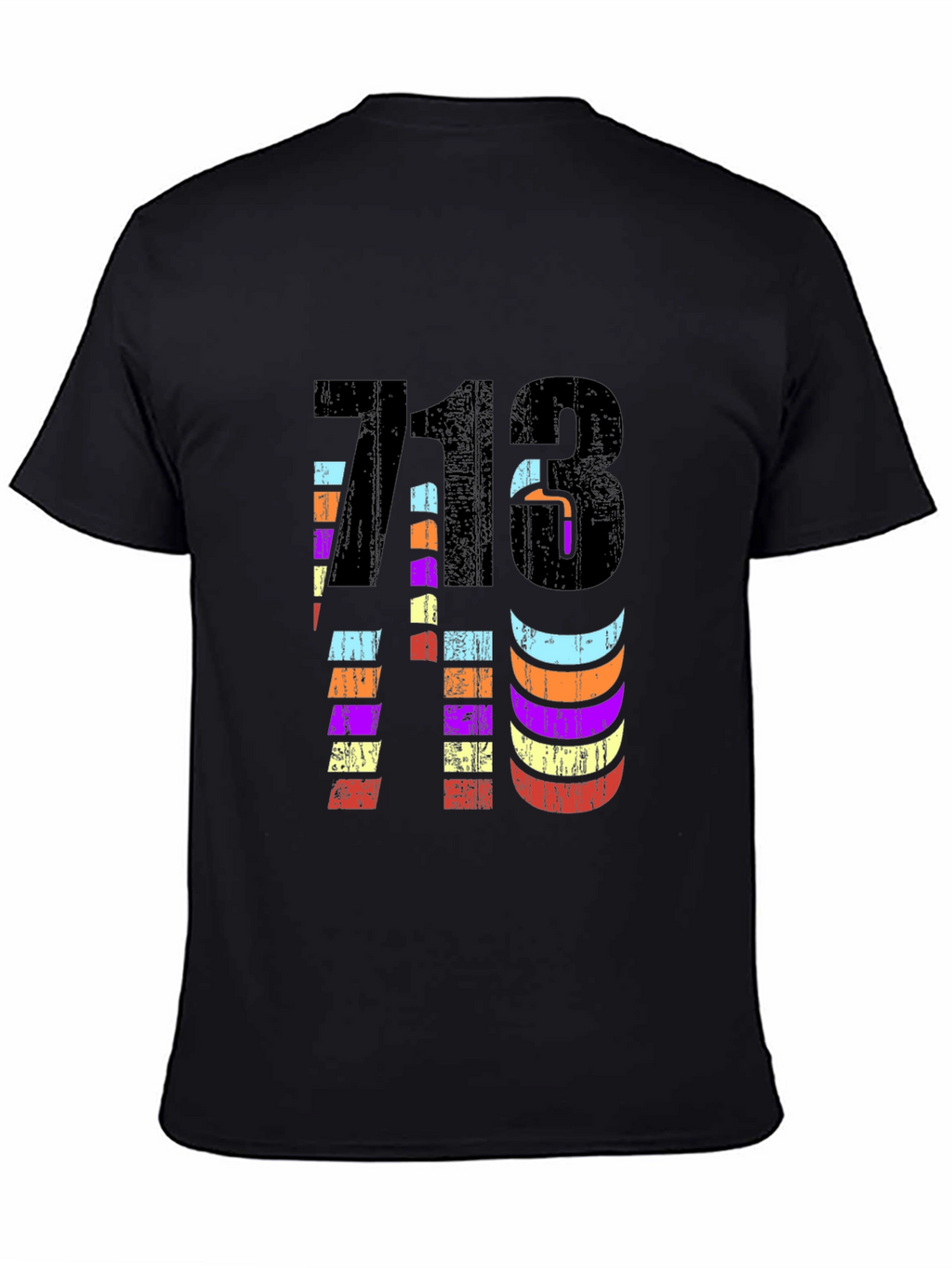 Retro 713 Houston Area Code Black Graphic Tee