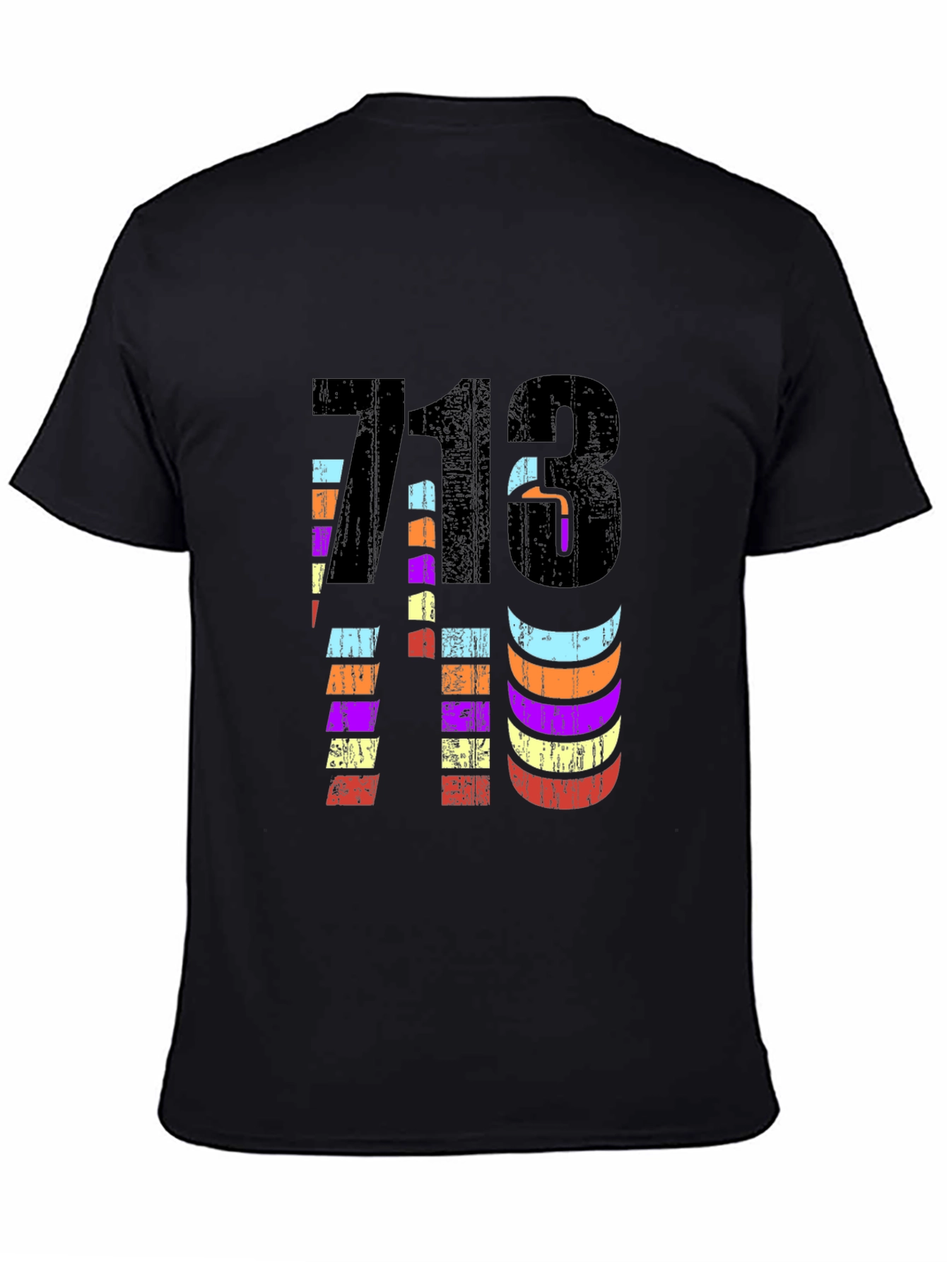 Retro 713 Houston Area Code Black Graphic Tee