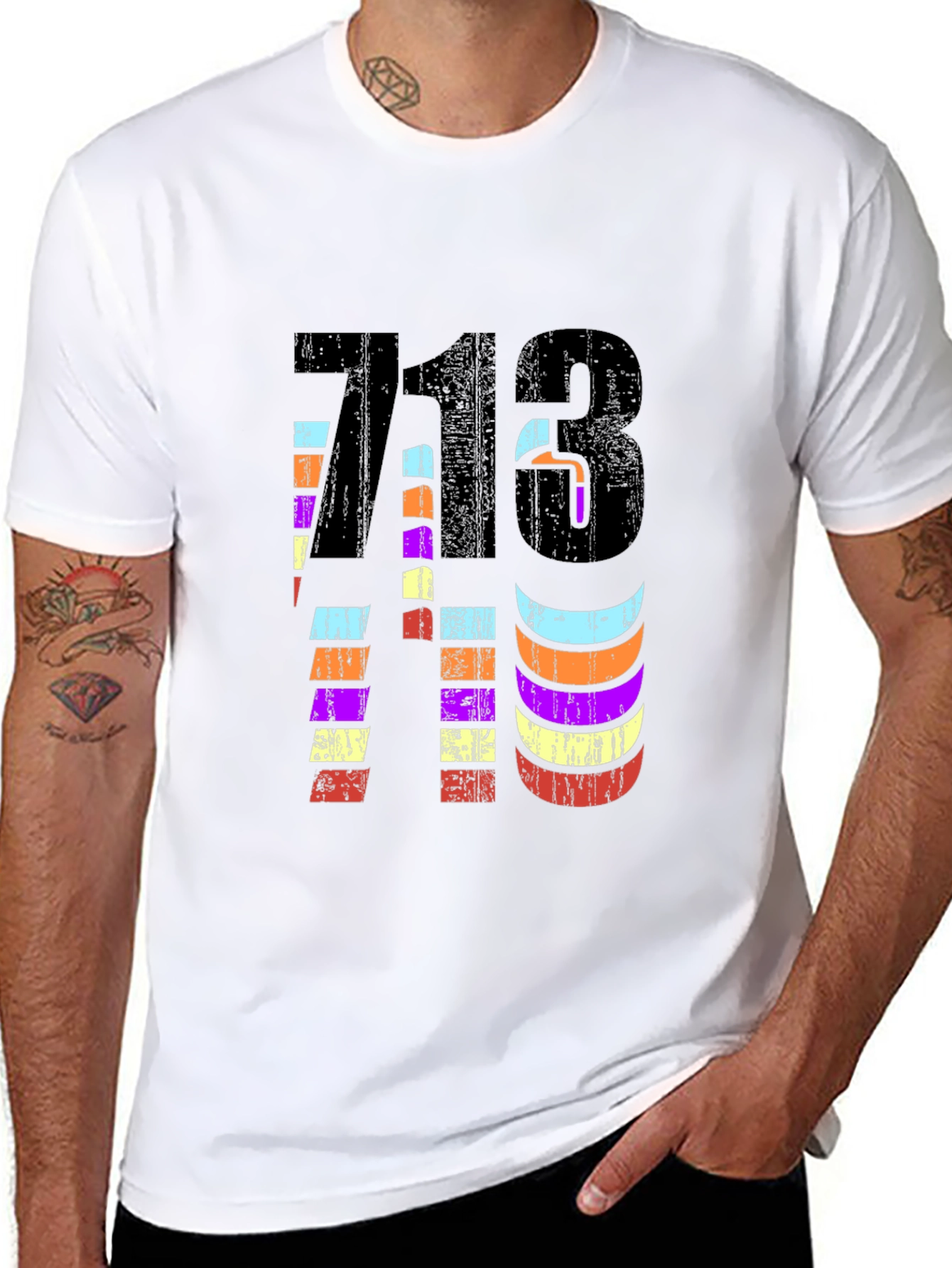 Retro 713 Houston Area Code Black Graphic Tee