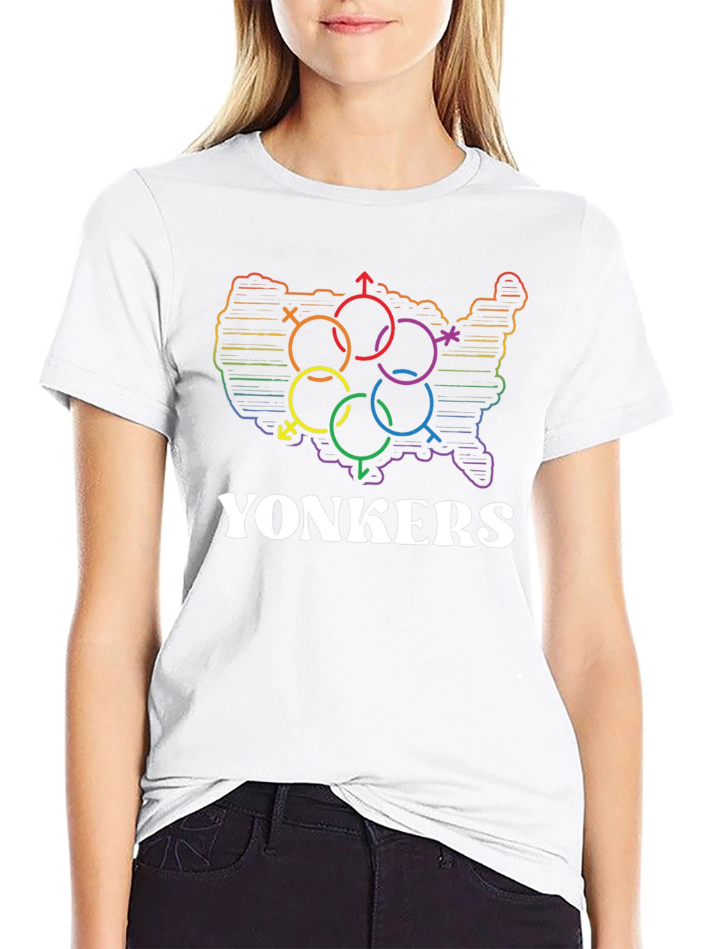Yonkers Pride Rainbow USA Map T-Shirt