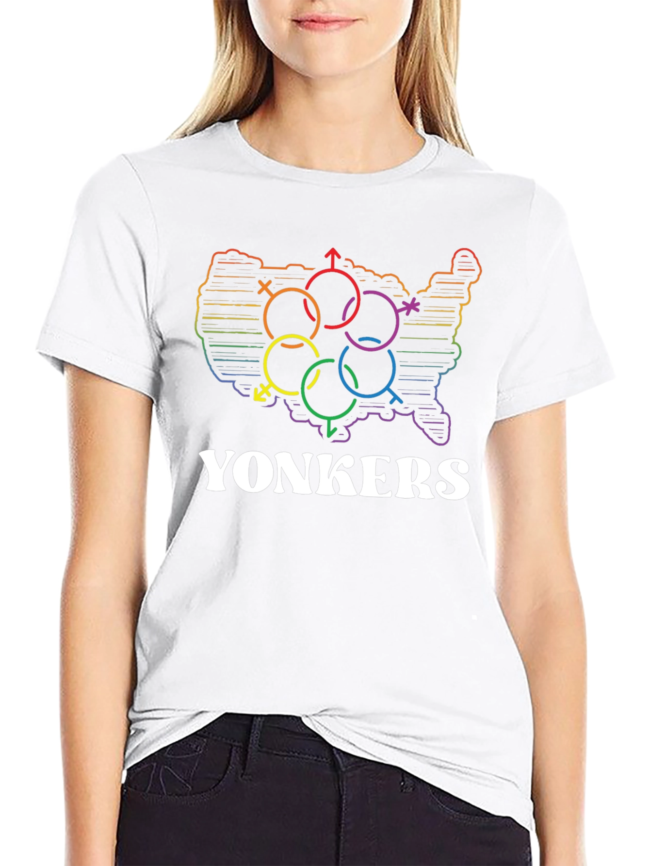 Yonkers Pride Rainbow USA Map T-Shirt