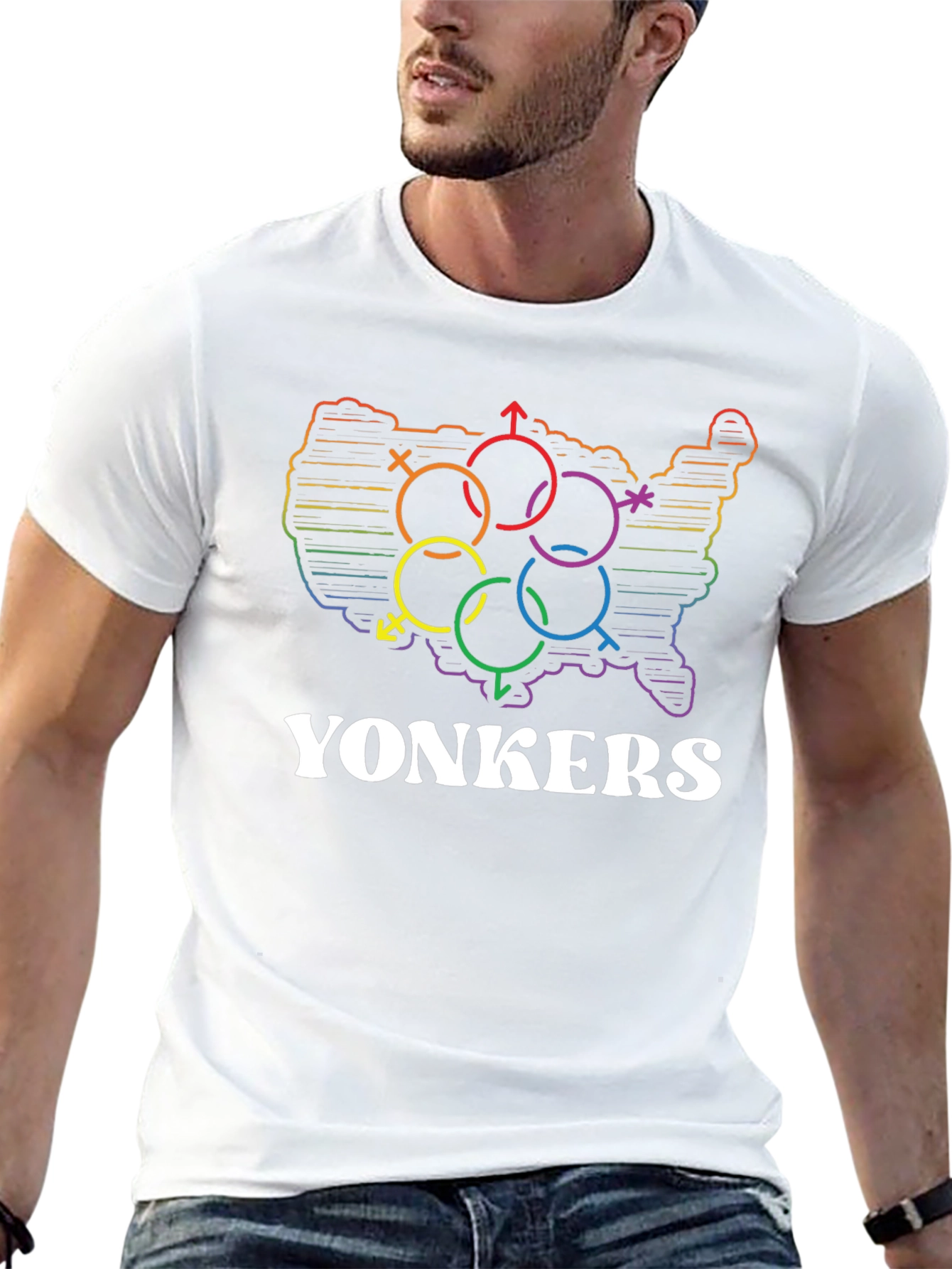 Yonkers Pride Rainbow USA Map T-Shirt