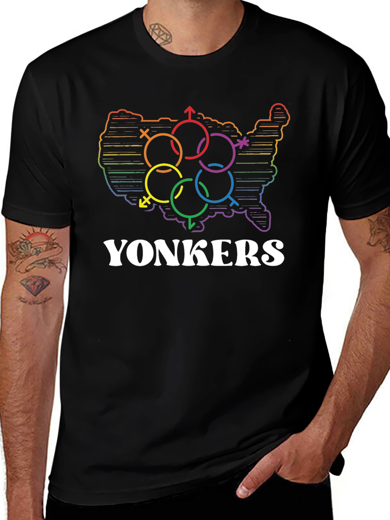 Yonkers Pride Rainbow USA Map T-Shirt
