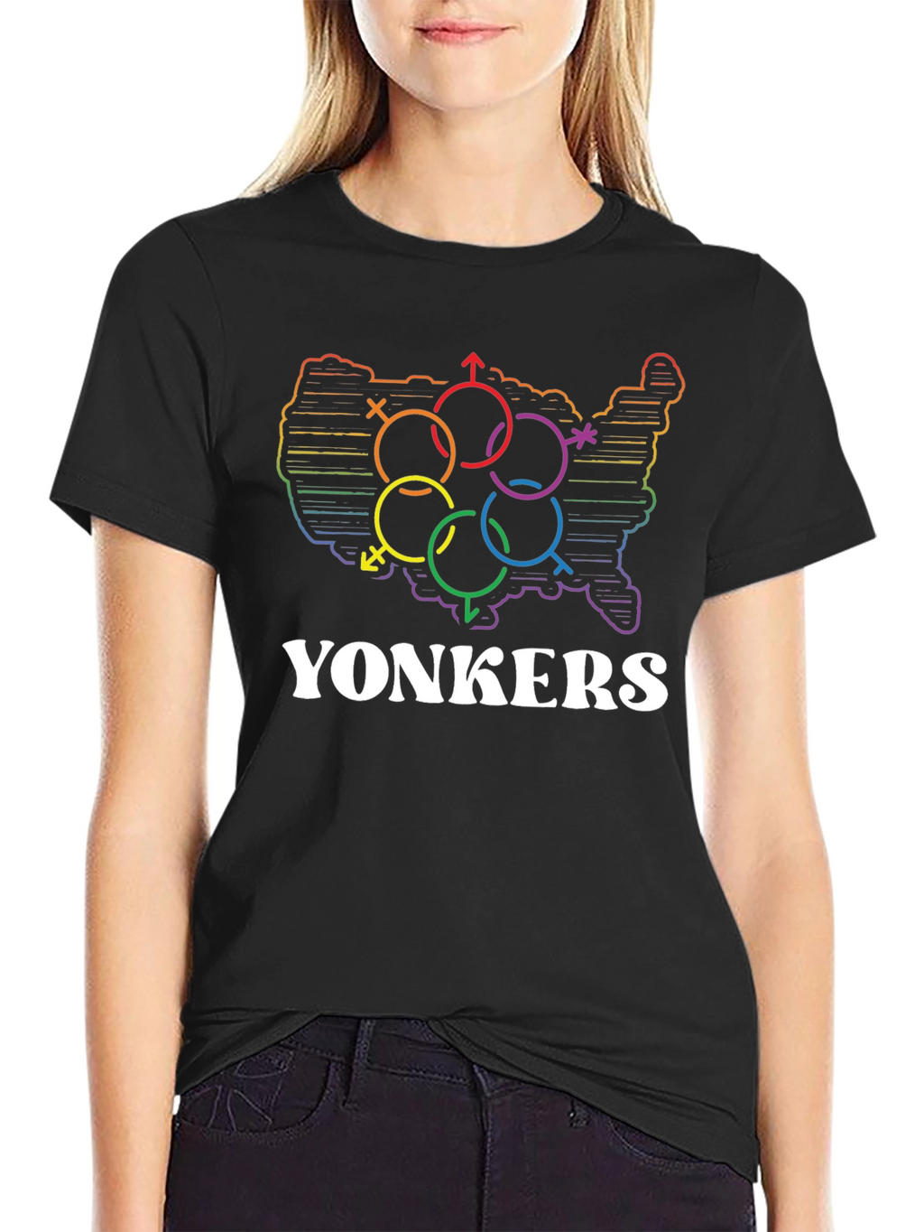 Yonkers Pride Rainbow USA Map T-Shirt