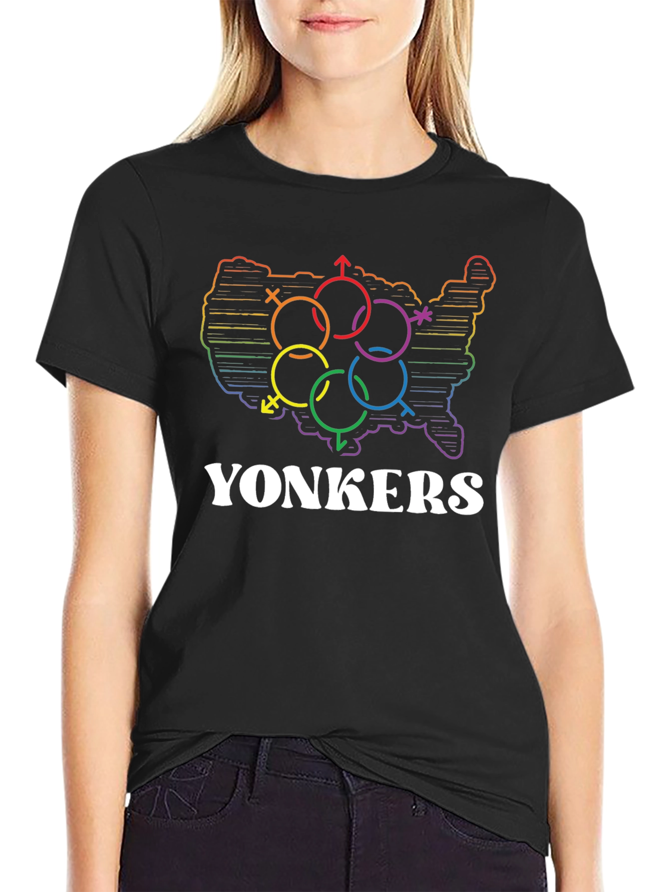 Yonkers Pride Rainbow USA Map T-Shirt