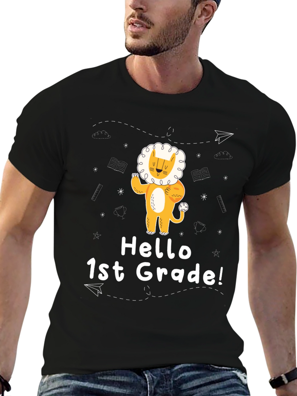 Hello 1st Grade Lion Graphic Tee