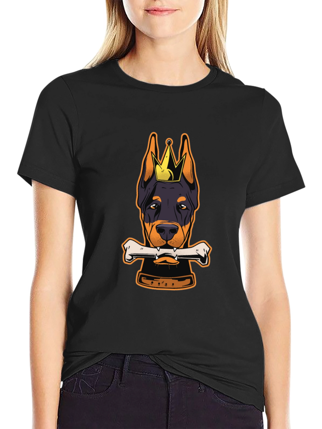 Doberman King Bone Black T-Shirt