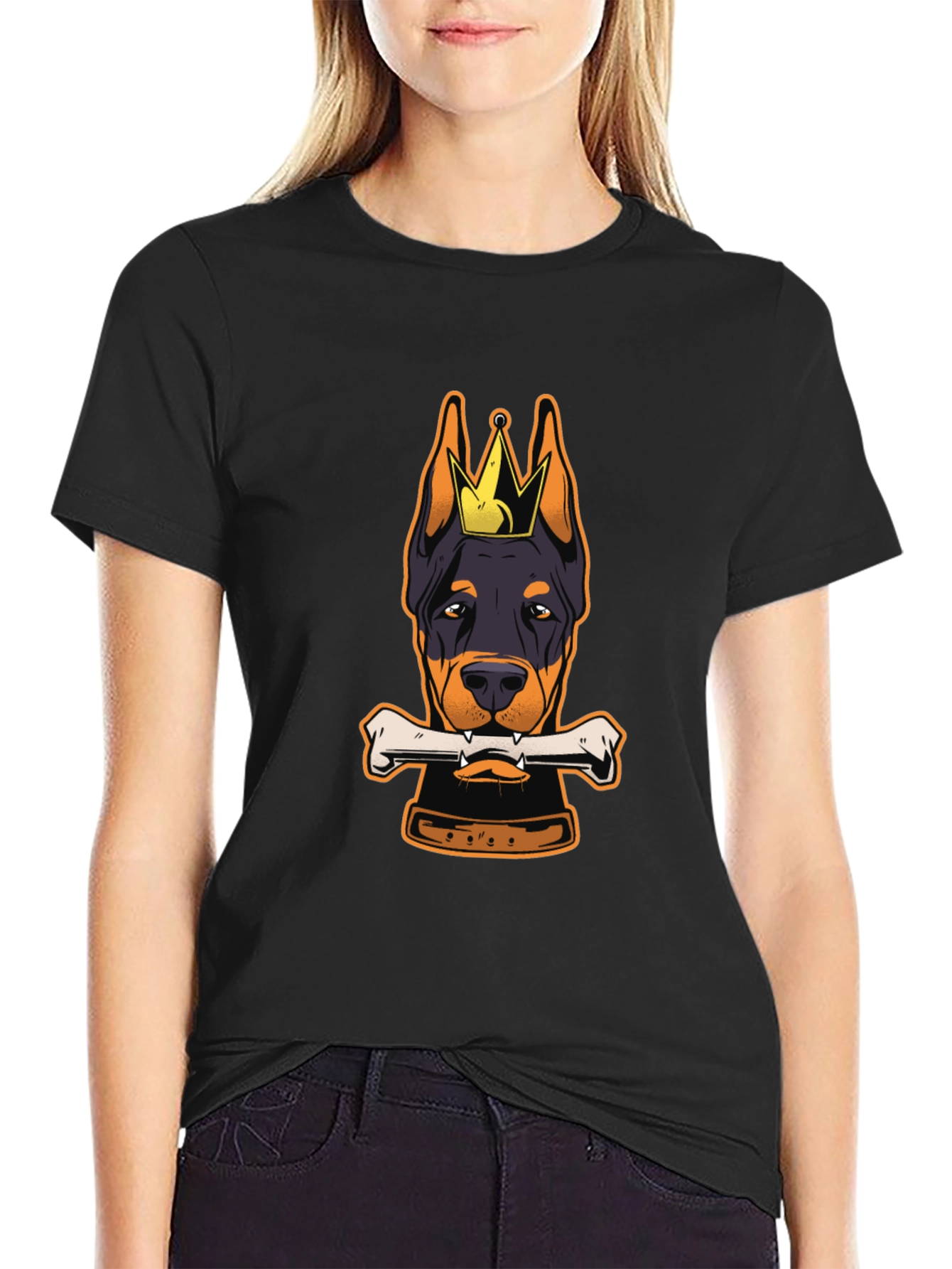 Doberman King Bone Black T-Shirt
