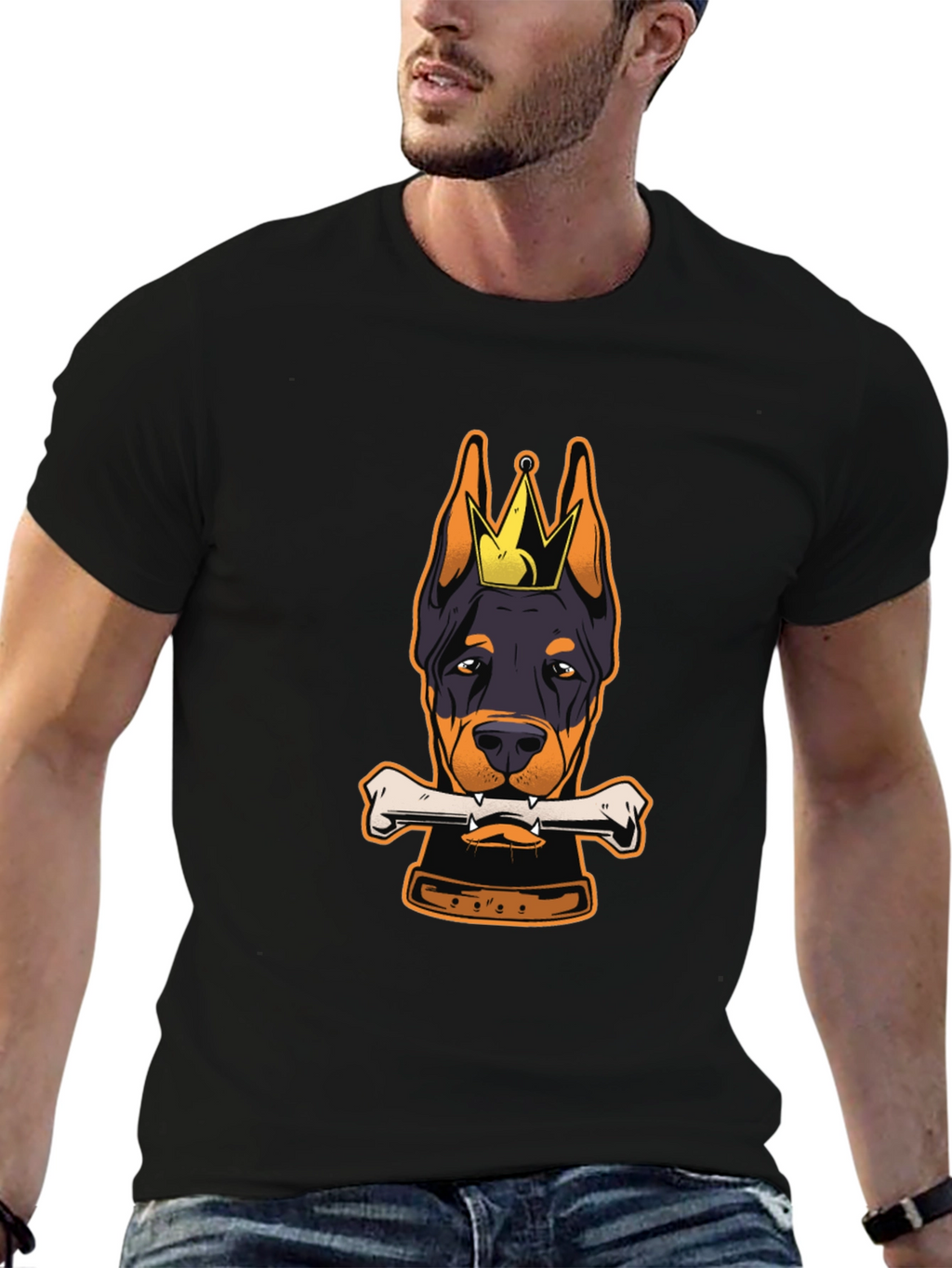 Doberman King Bone Black T-Shirt
