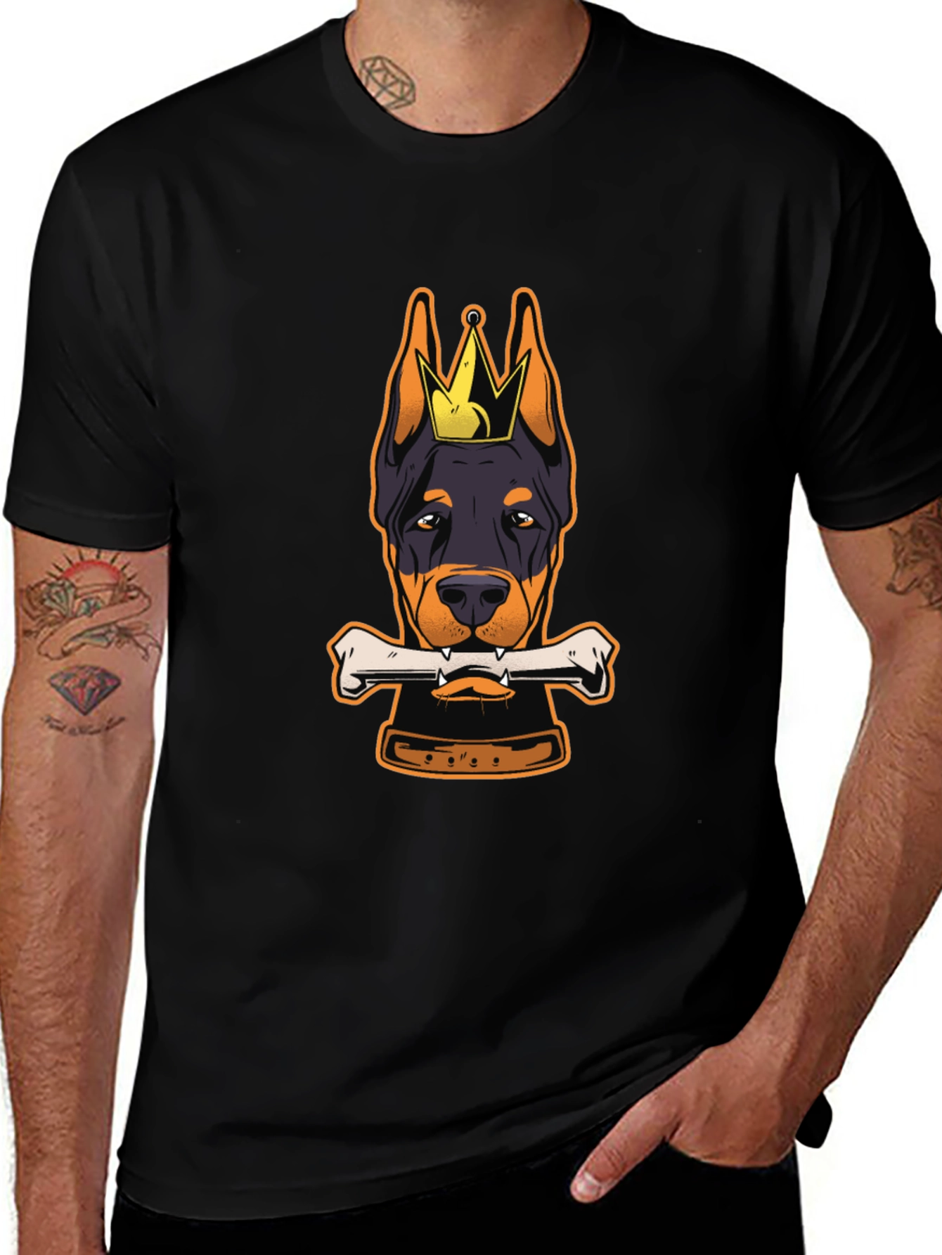 Doberman King Bone Black T-Shirt