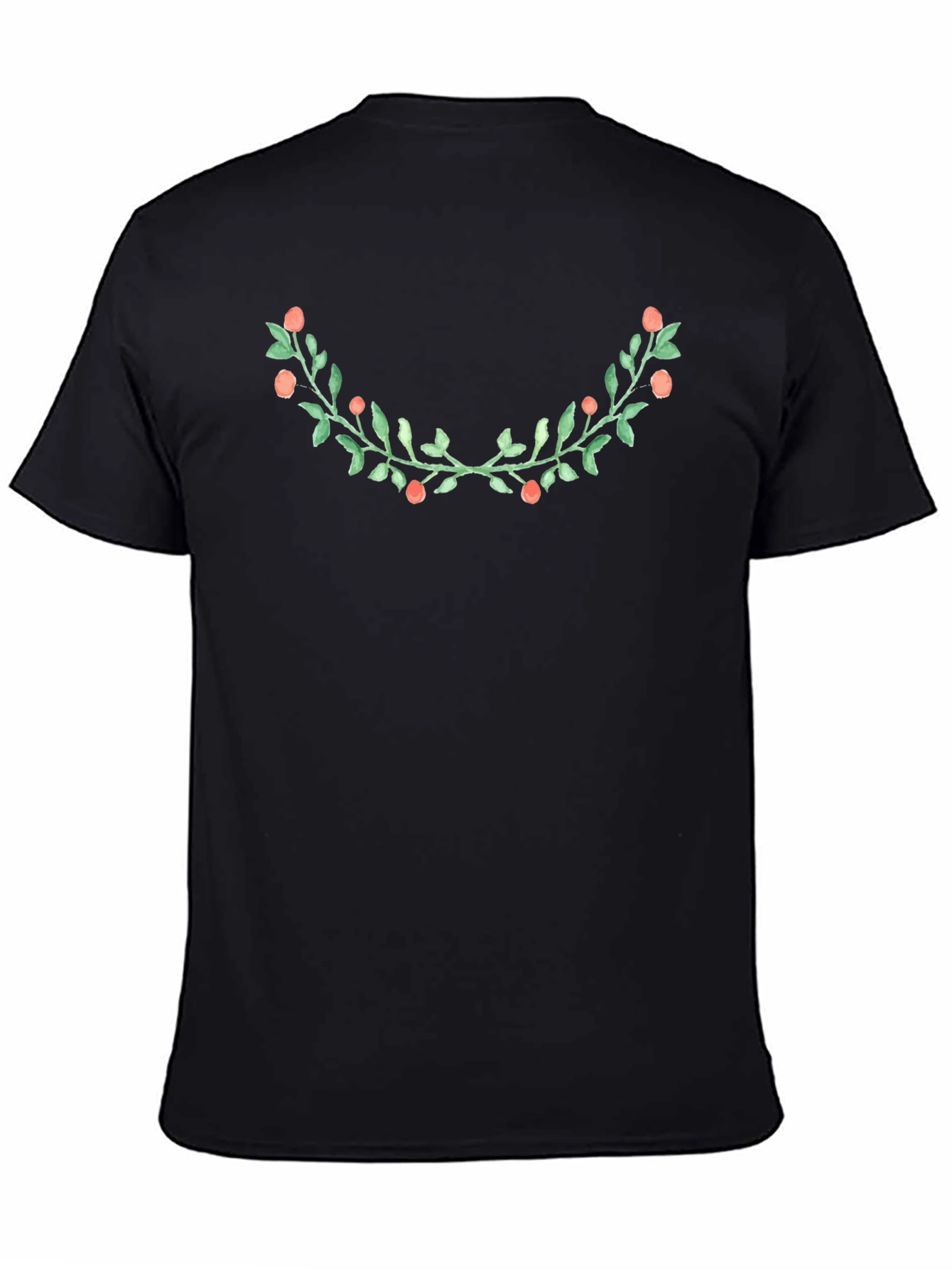 Floral Wreath Graphic Black Tee