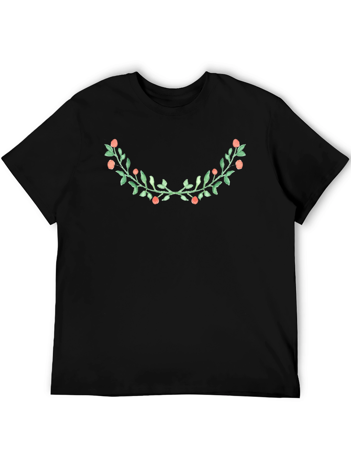 Floral Wreath Graphic Black Tee