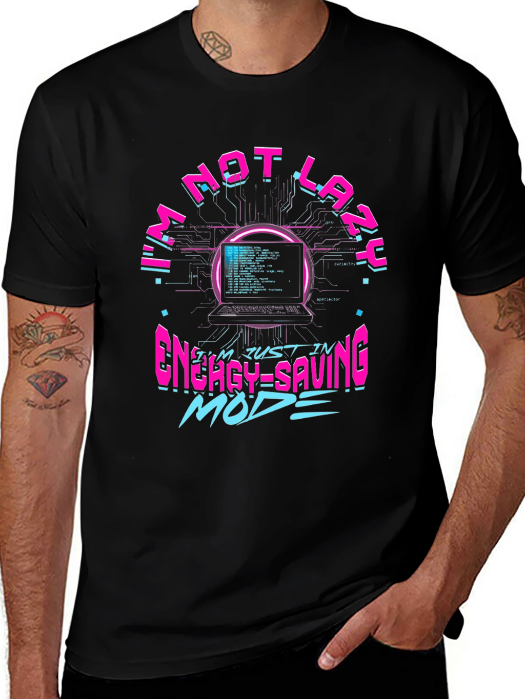 Im Not Lazy Energy Saving Mode Black T-Shirt