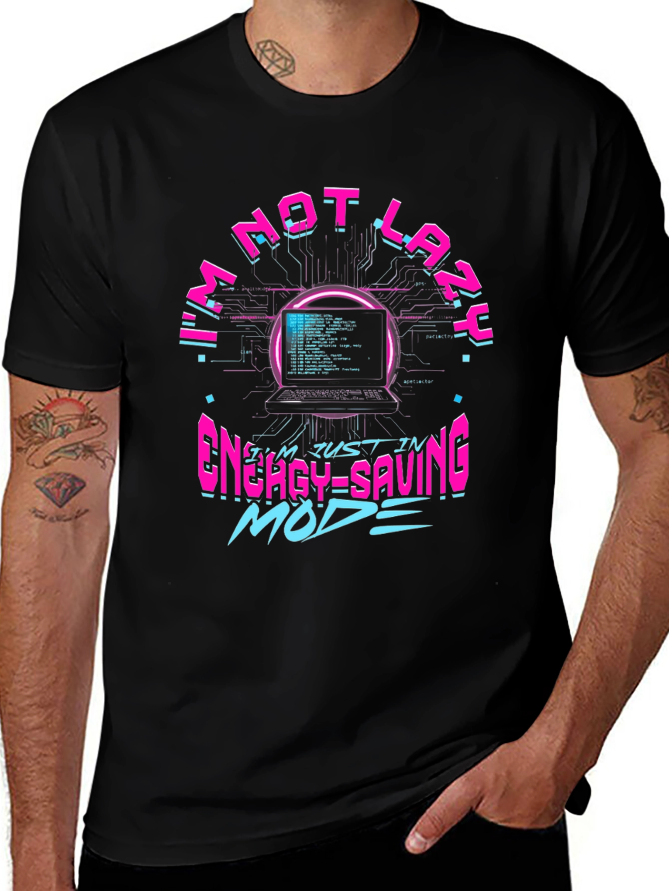 Im Not Lazy Energy Saving Mode Black T-Shirt