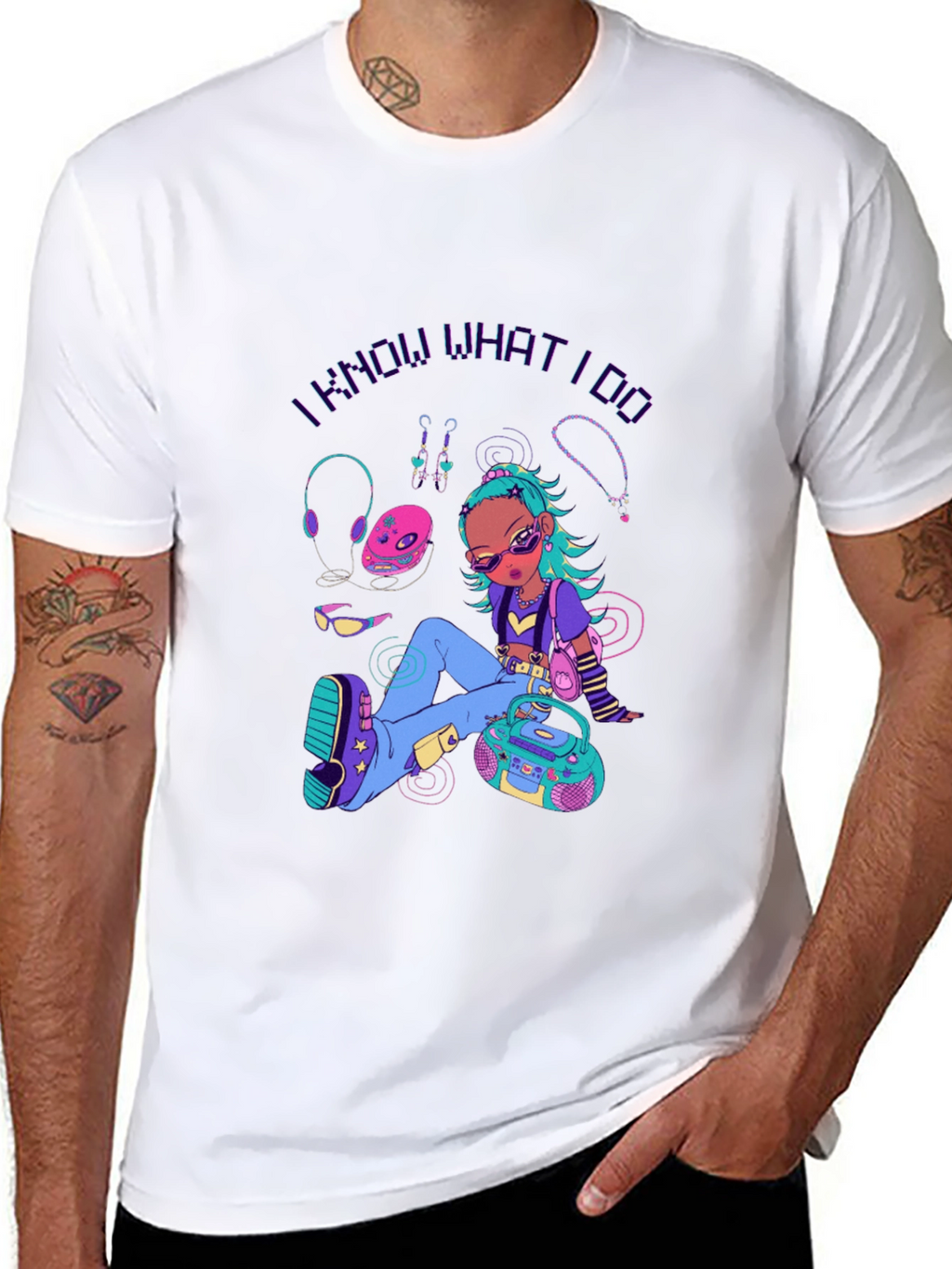 Retro Cartoon Graphic Print Black T-Shirt