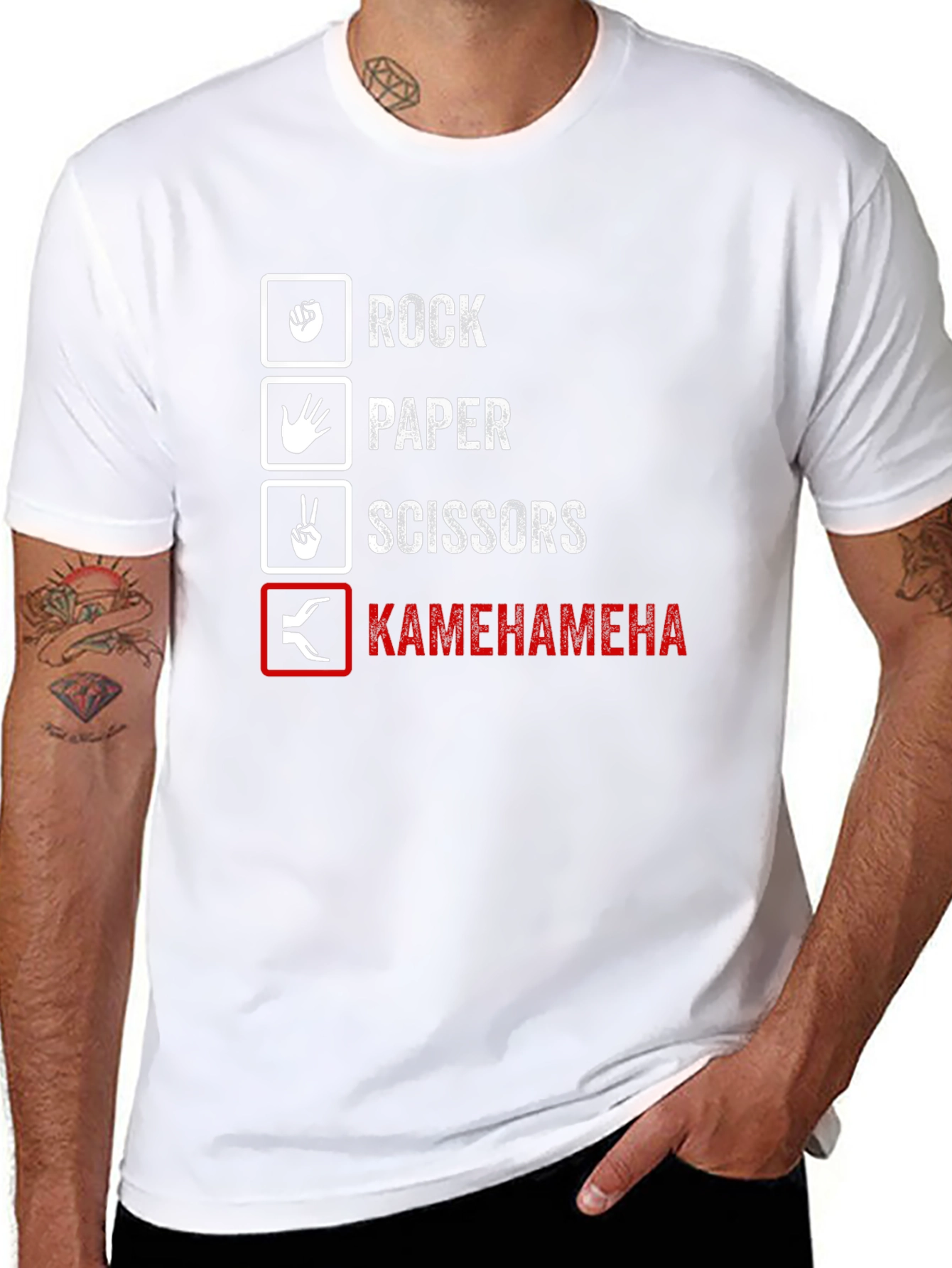 Rock Paper Scissors Kamehameha Funny T-Shirt