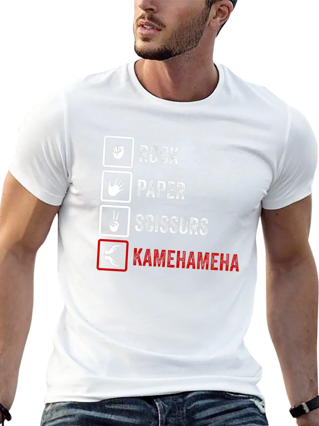 Rock Paper Scissors Kamehameha Funny T-Shirt