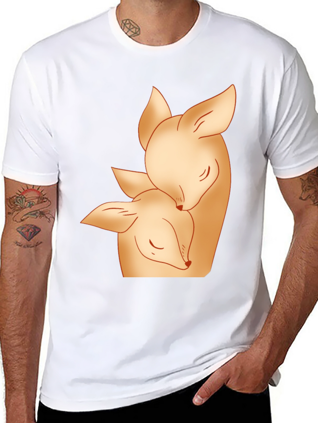 Deer Mom and Fawn Black Graphic Tee