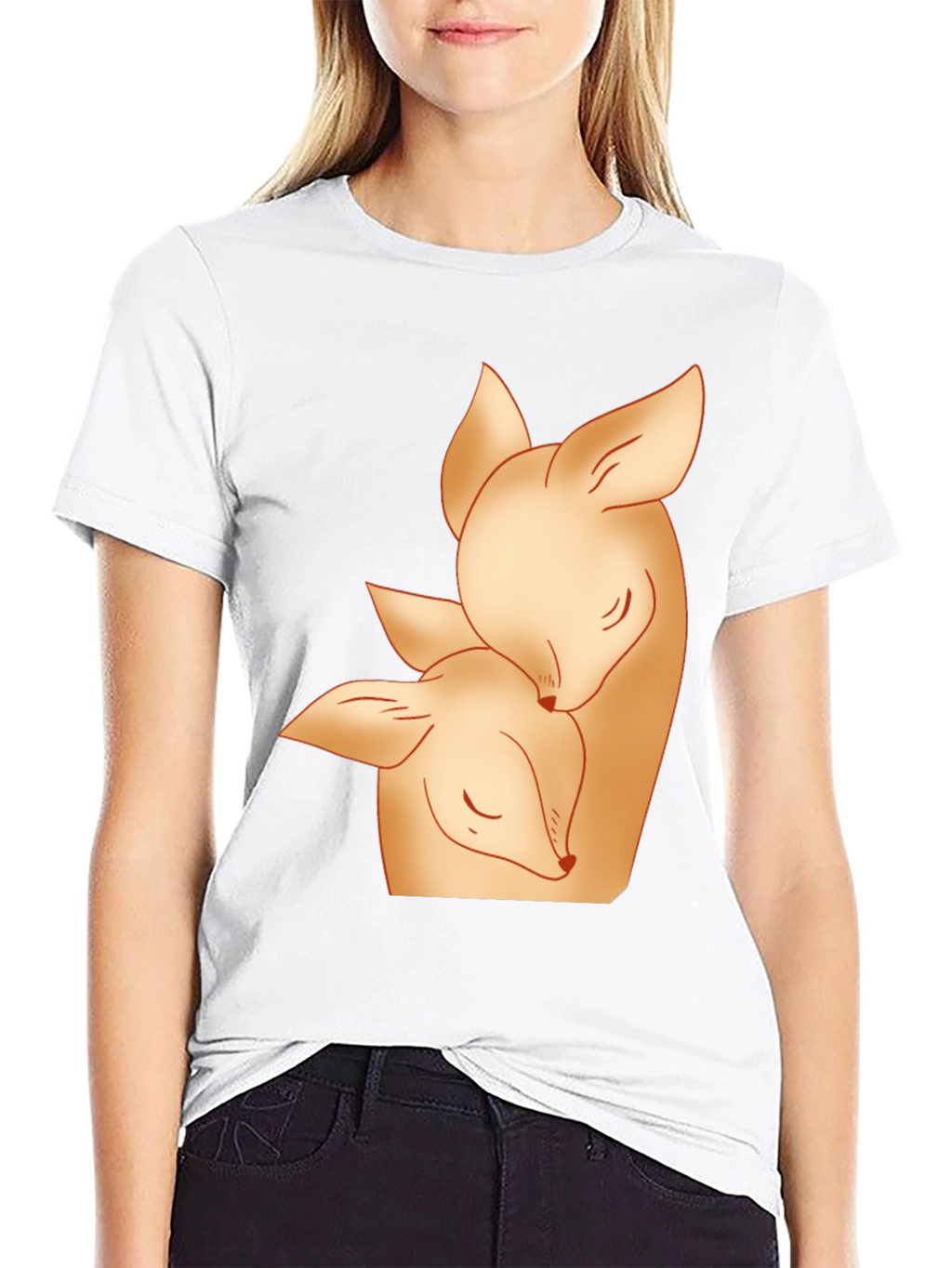 Deer Mom and Fawn Black Graphic Tee
