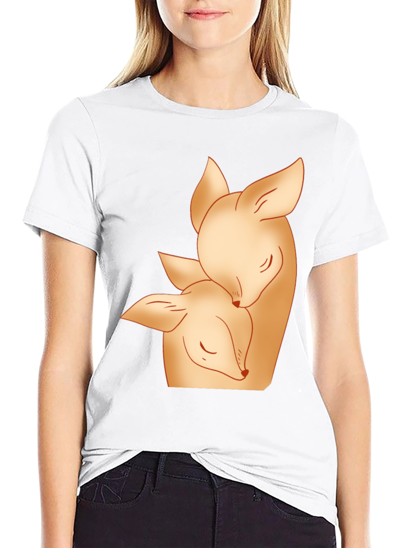 Deer Mom and Fawn Black Graphic Tee