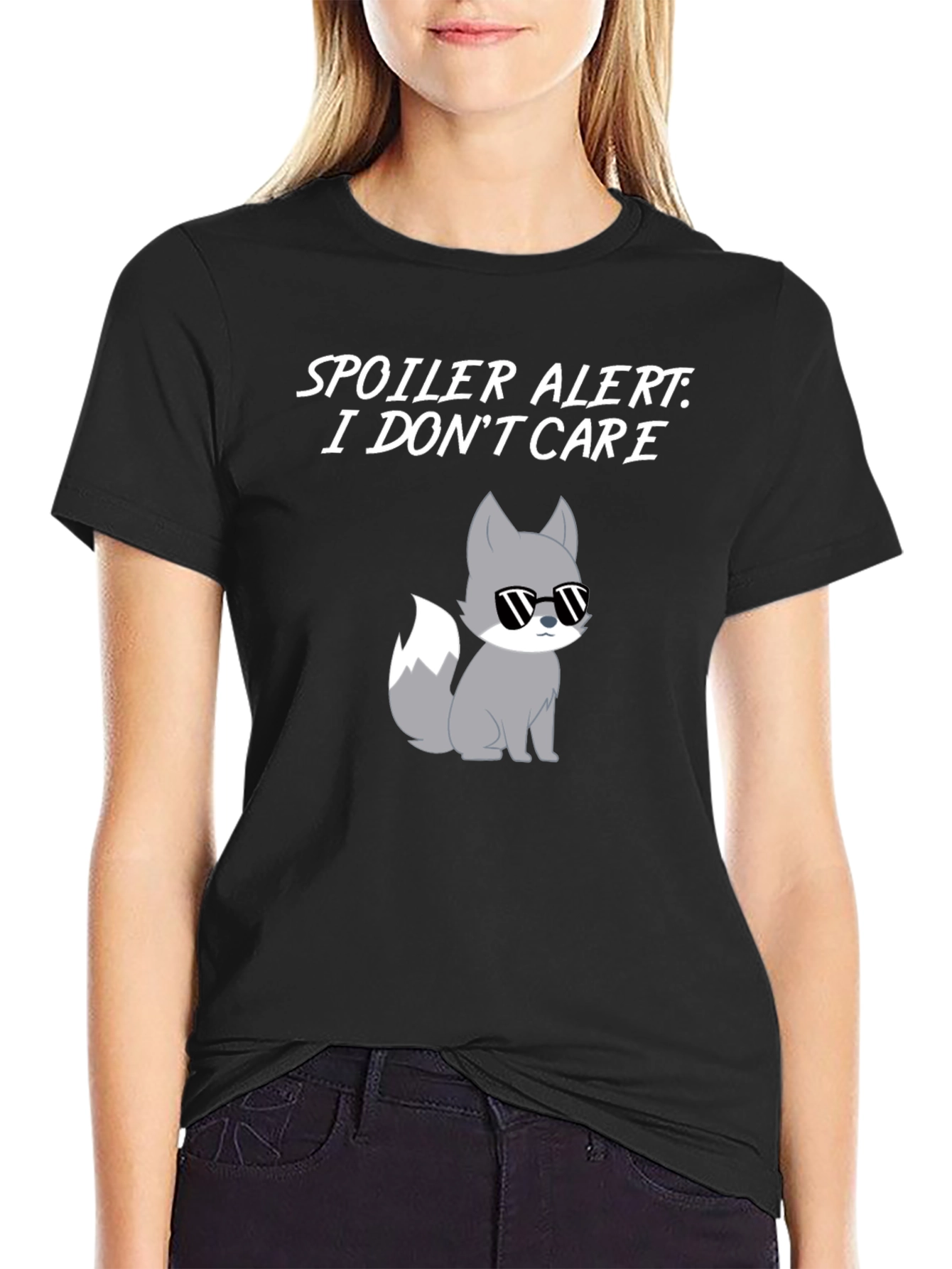 Spoiler Alert I Dont Care T-Shirt with Cool Fox