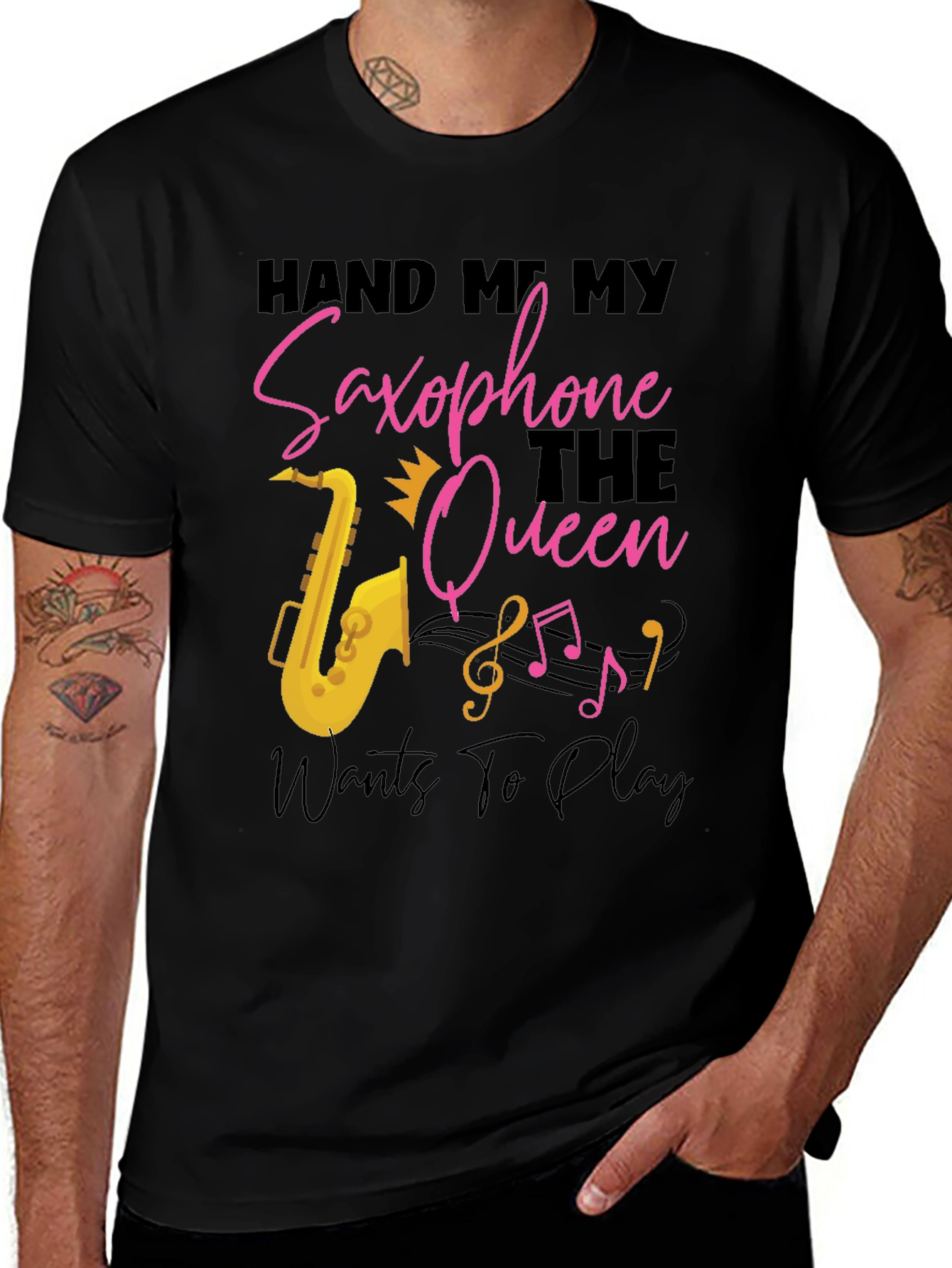 Saxophone Queen Black T-Shirt - Music Lover Tee