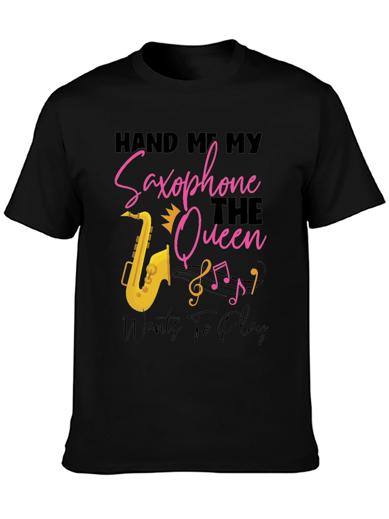 Saxophone Queen Black T-Shirt - Music Lover Tee
