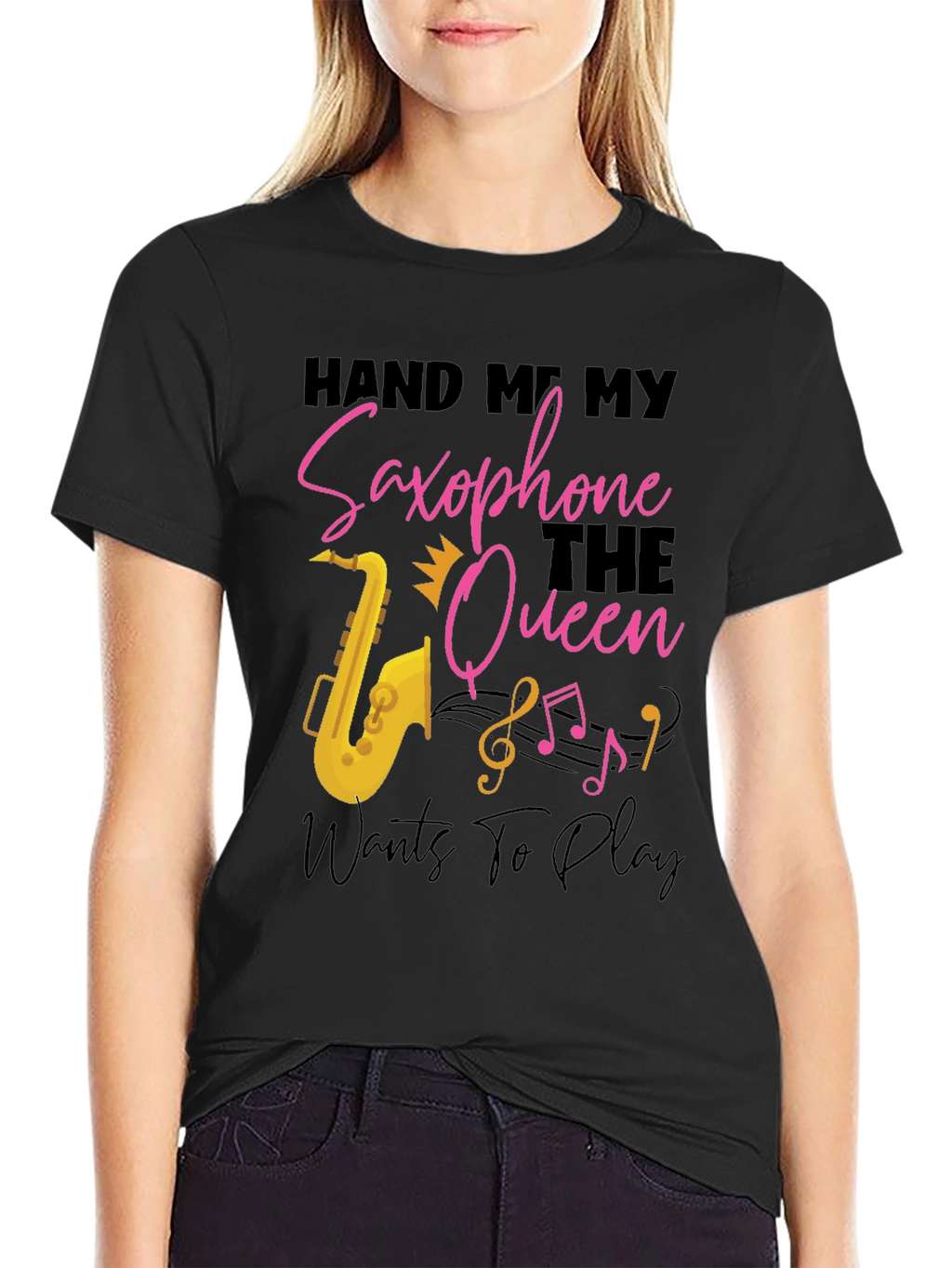 Saxophone Queen Black T-Shirt - Music Lover Tee