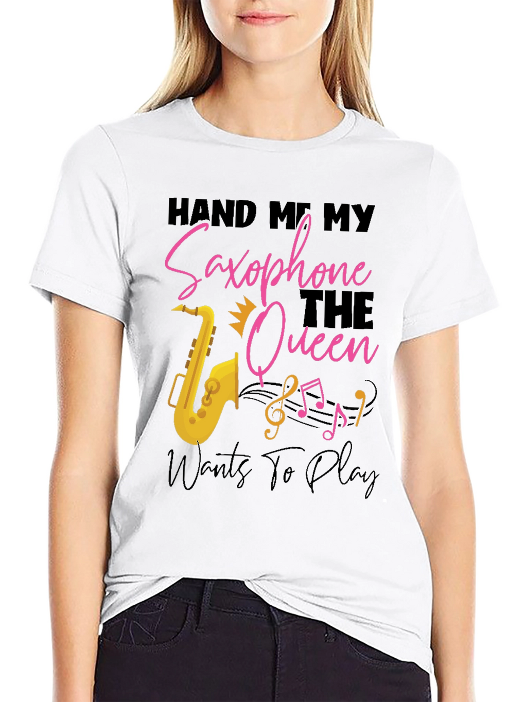 Saxophone Queen Black T-Shirt - Music Lover Tee