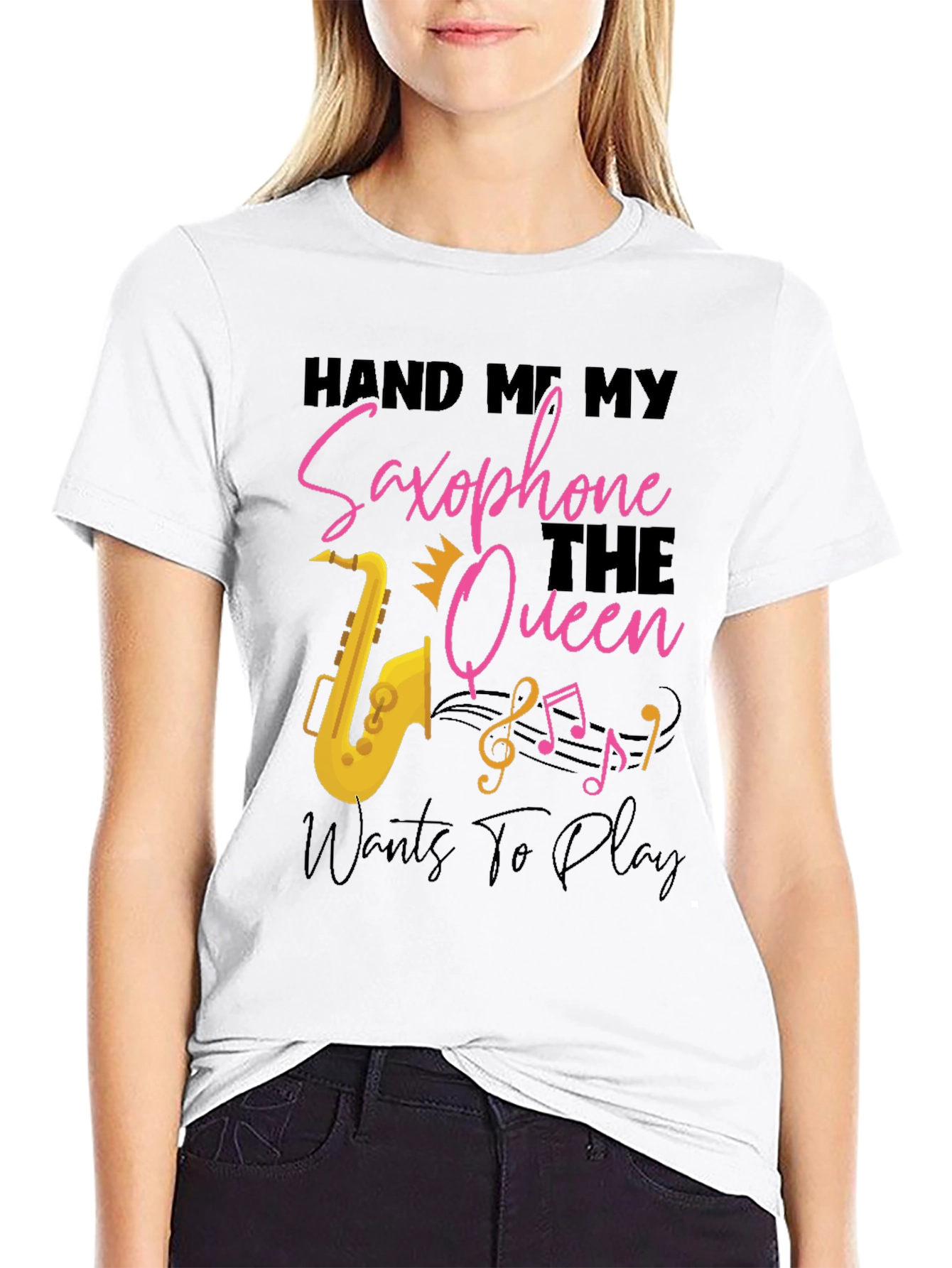 Saxophone Queen Black T-Shirt - Music Lover Tee