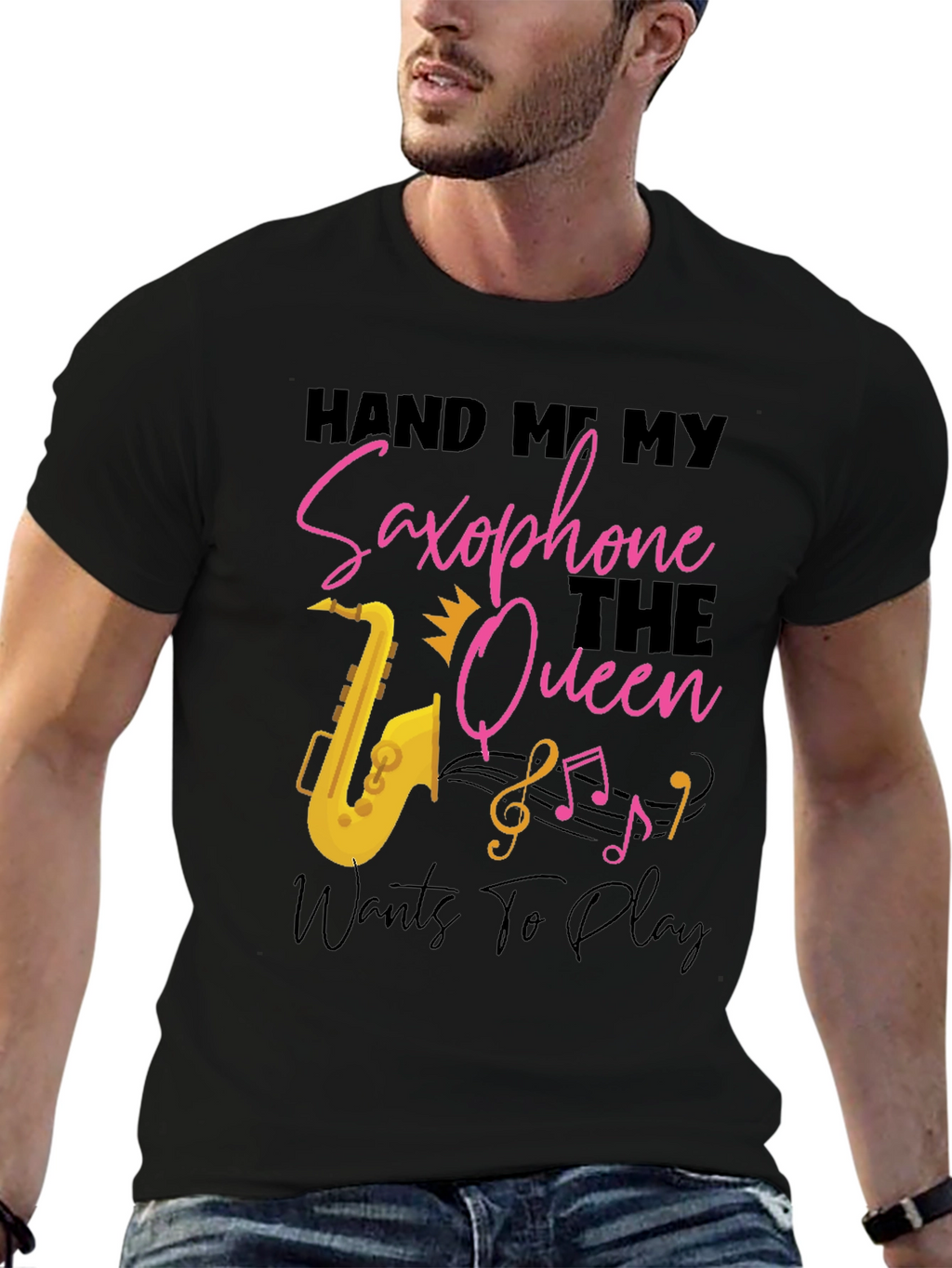 Saxophone Queen Black T-Shirt - Music Lover Tee