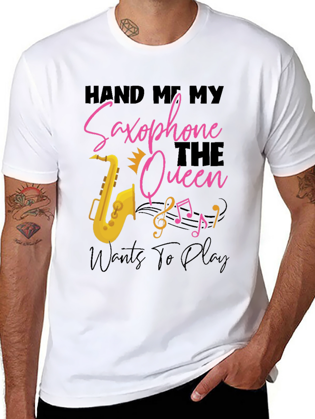 Saxophone Queen Black T-Shirt - Music Lover Tee